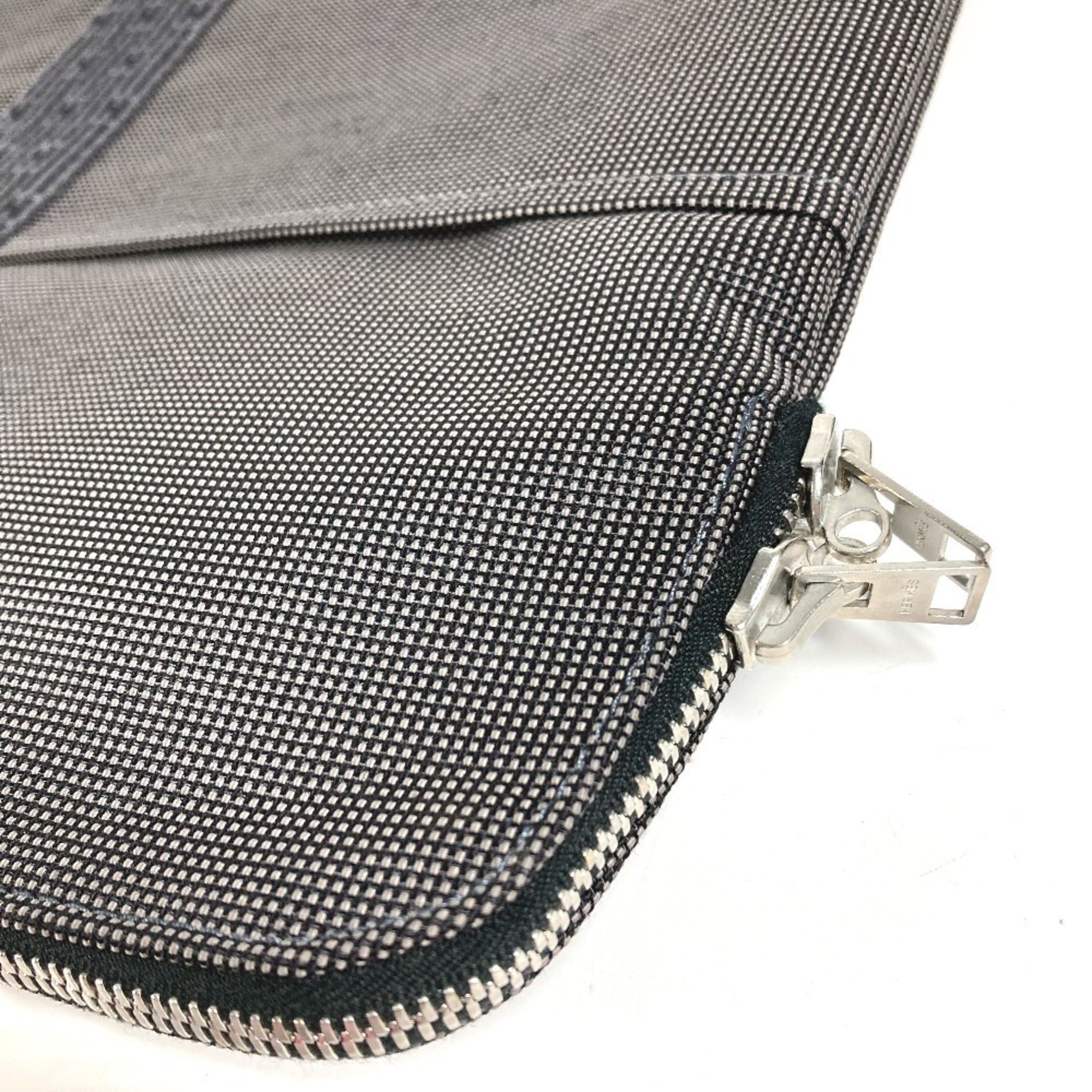Hermes Her Line Gray Canvas Briefcase (Pre-Owned)