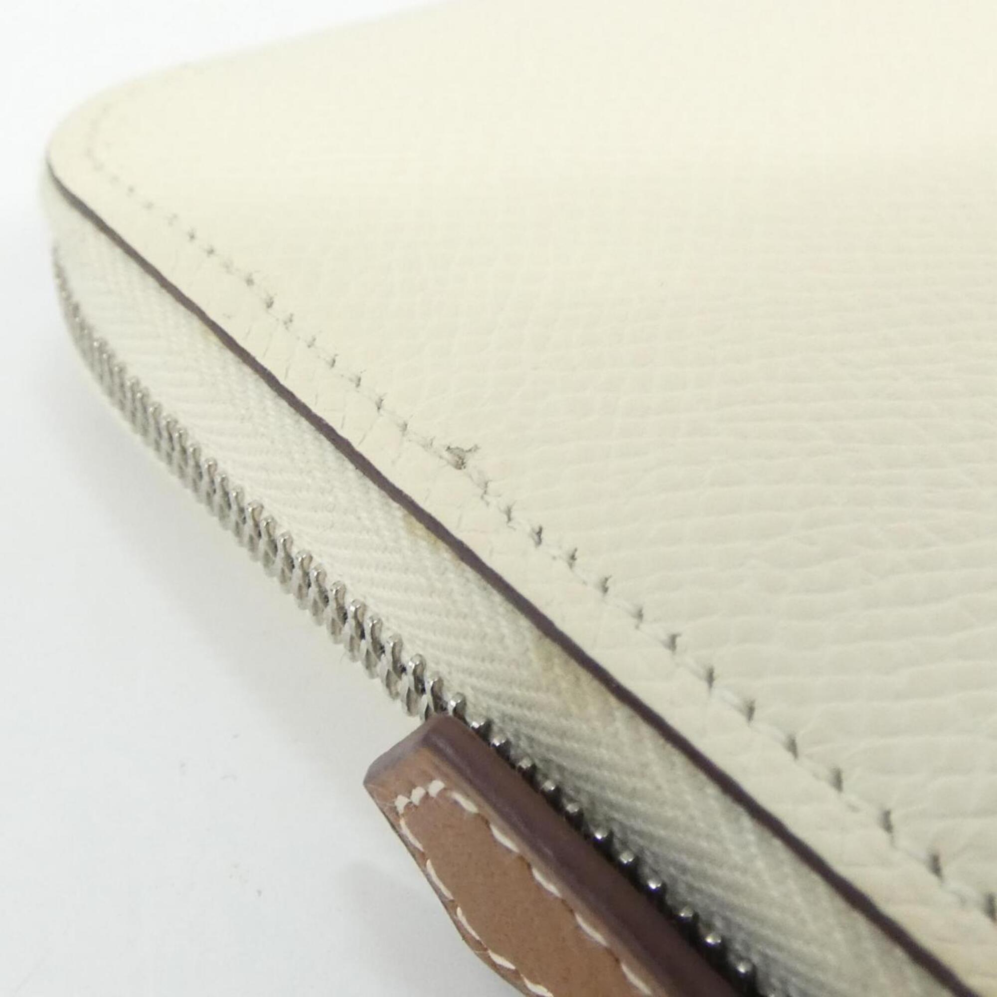 Hermes Beige Biscuit White Epsom Leather Silk Long Wallet (Bi-Fold) (Pre-Owned)