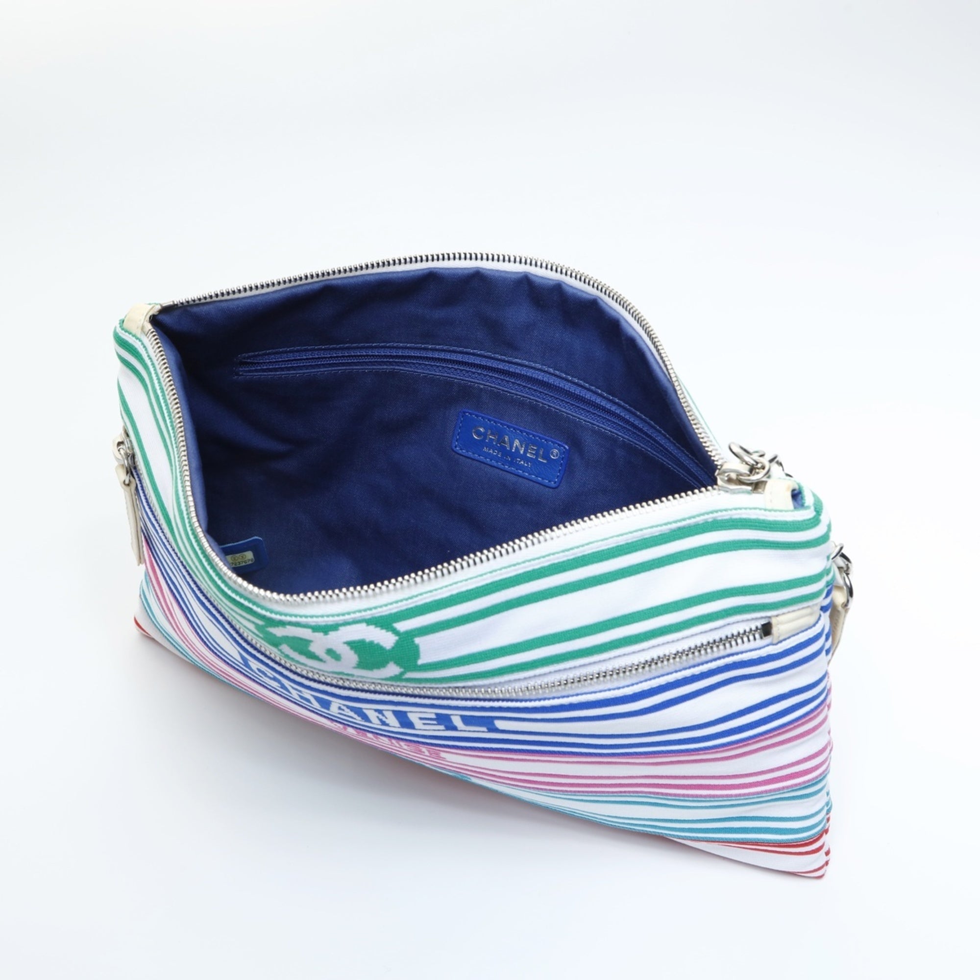 Chanel Multi-Color Cotton Canvas Clutch Bag (Pre-Owned)