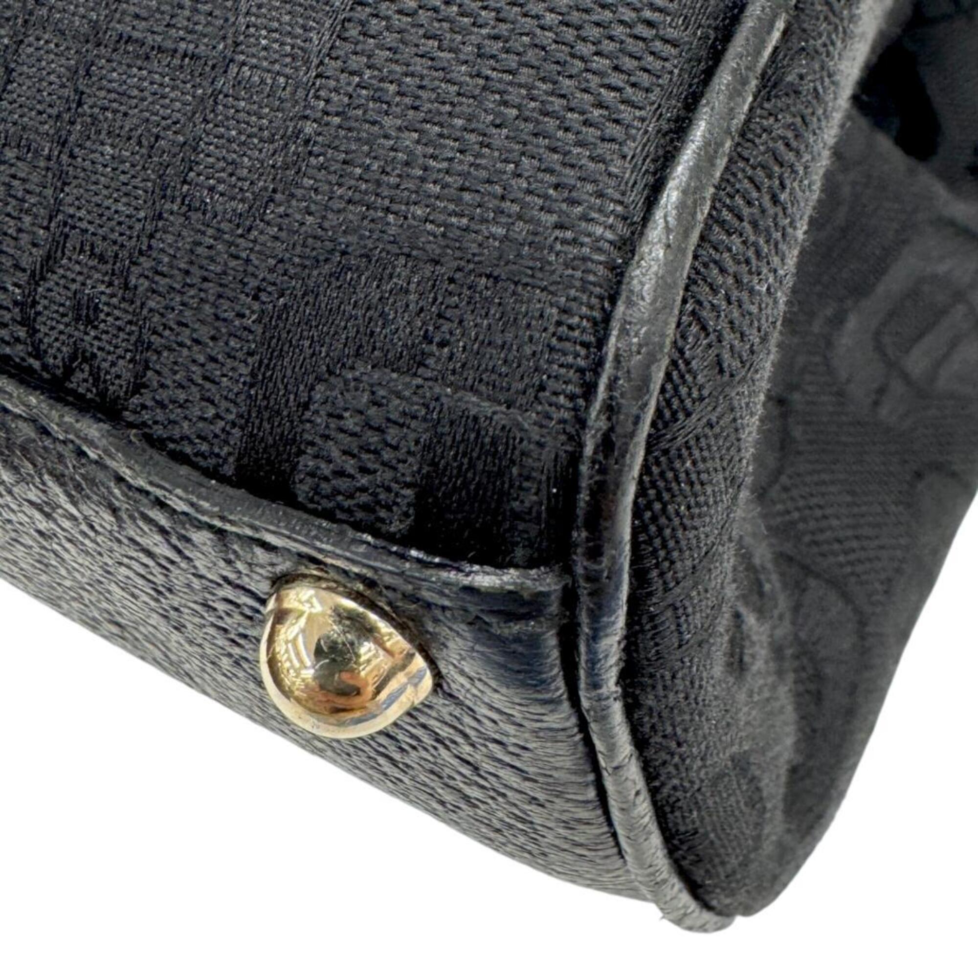 Gucci Black Canvas Leather Handbag Shoulder Bag (Pre-Owned)