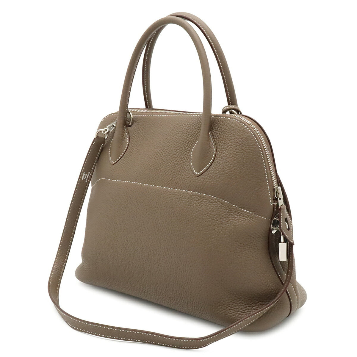 Hermes Etoupe Gray Taurillon Clemence Leather Handbag Shoulder Bag (Pre-Owned)