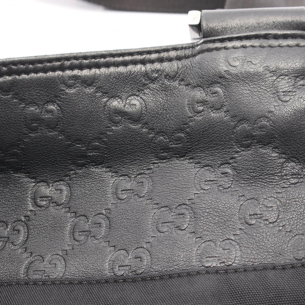 Gucci Black Canvas Leather Handbag Shoulder Bag (Pre-Owned)