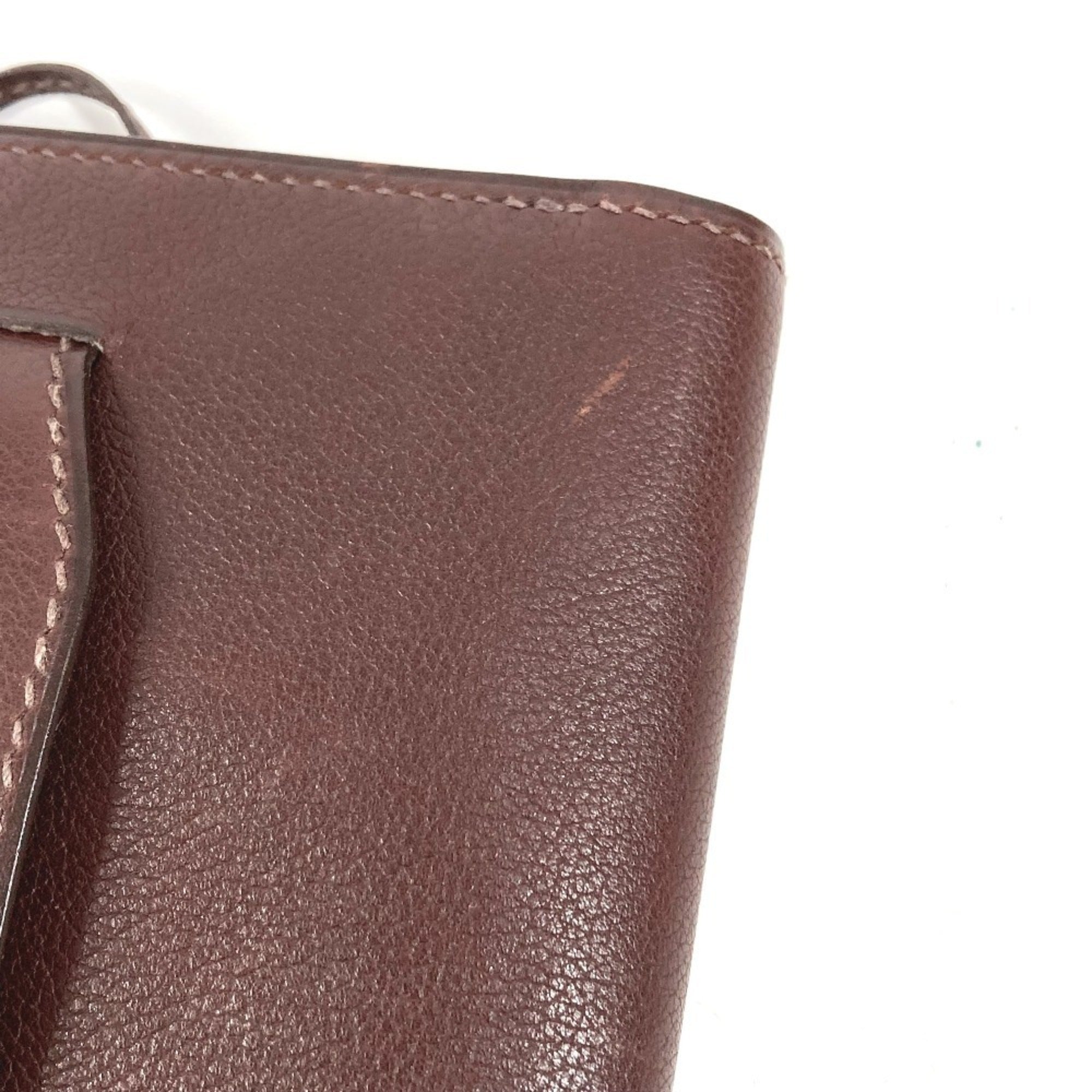 Hermes Brown Leather Clutch Bag Handbag Pouch (Pre-Owned)