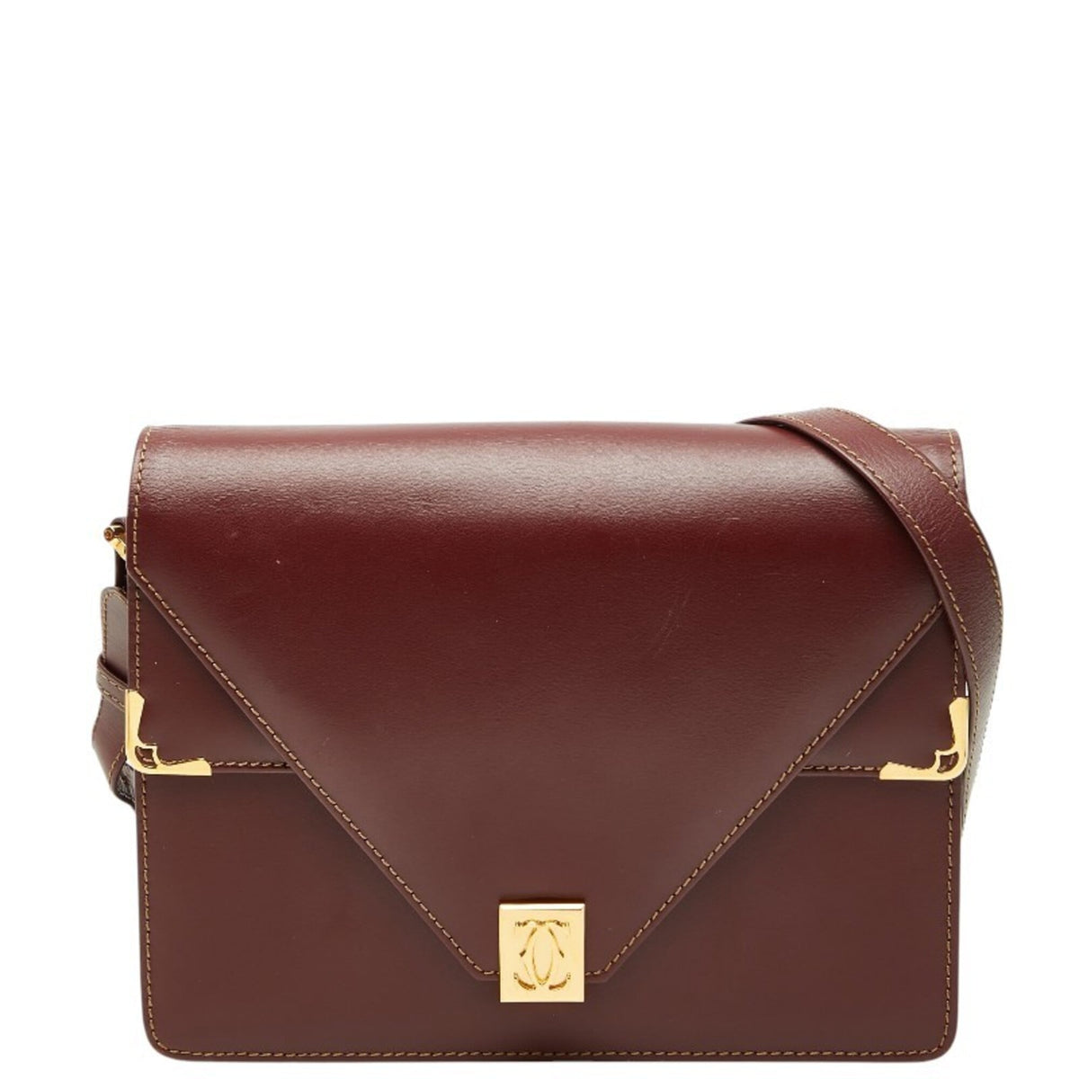 Cartier Wine Red Leather Shoulder Bag (Pre-Owned)