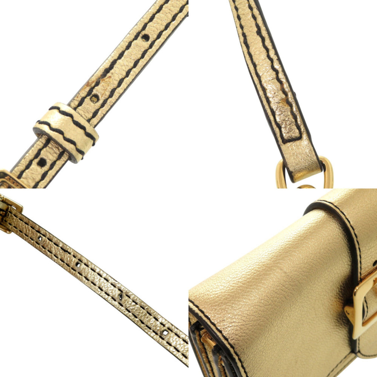 Burberry Gold Metallic Leather Shoulder Bag (Pre-Owned)
