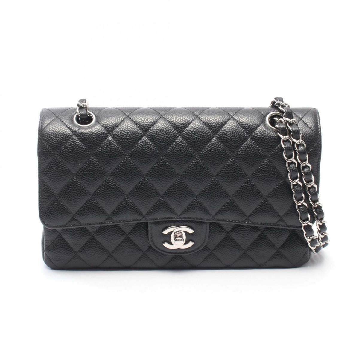 Chanel Black Grained Calfskin Handbag Shoulder Bag (Pre-Owned)