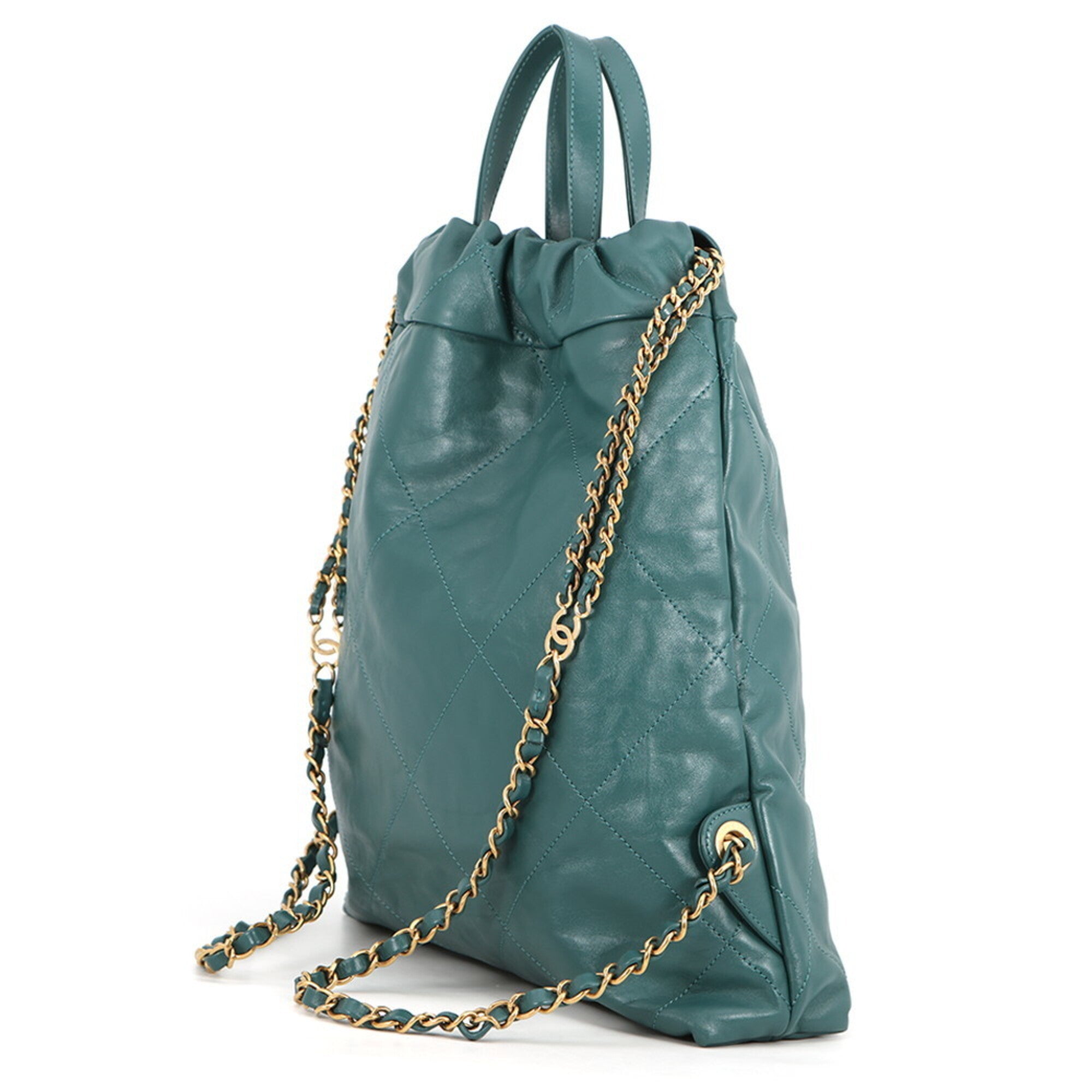 Chanel Green Leather Handbag (Pre-Owned)