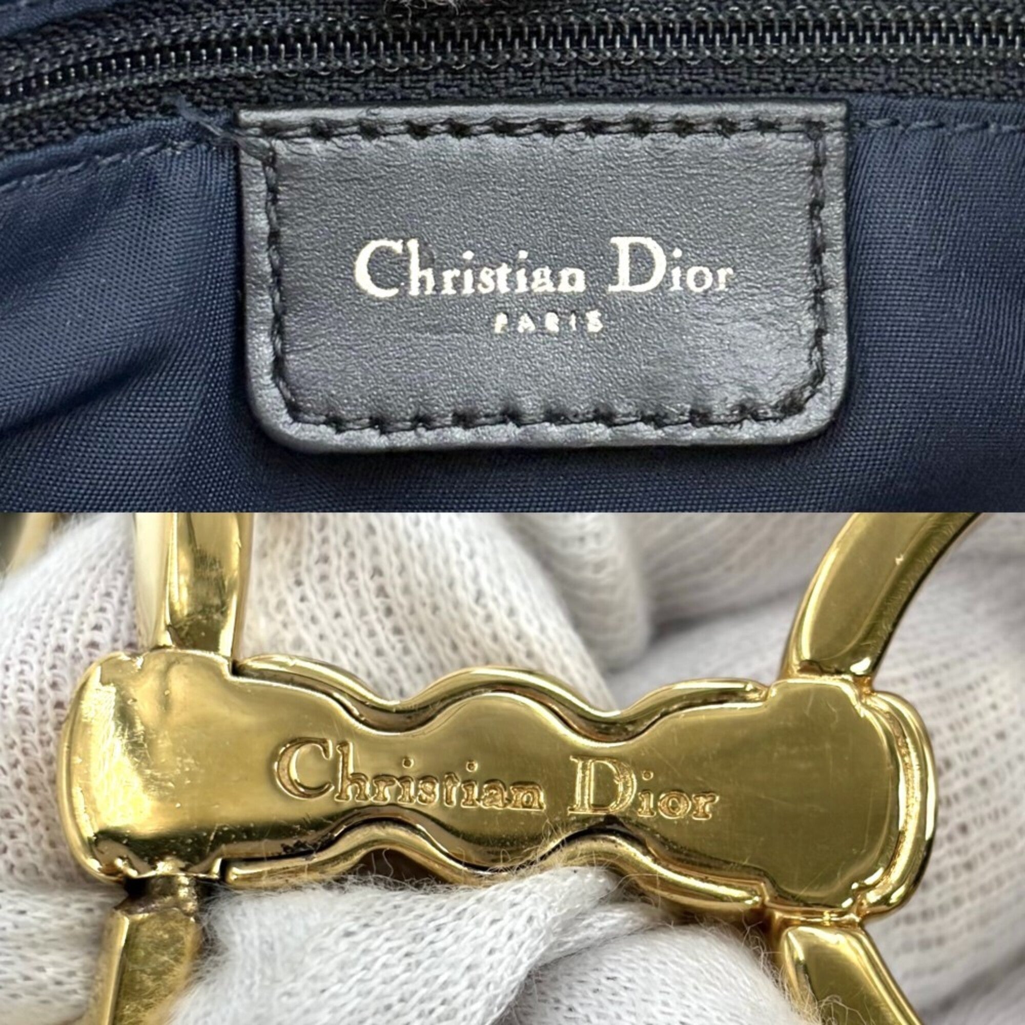 Christian Dior Navy Canvas Leather Saddle Bag Shoulder Bag (Pre-Owned)