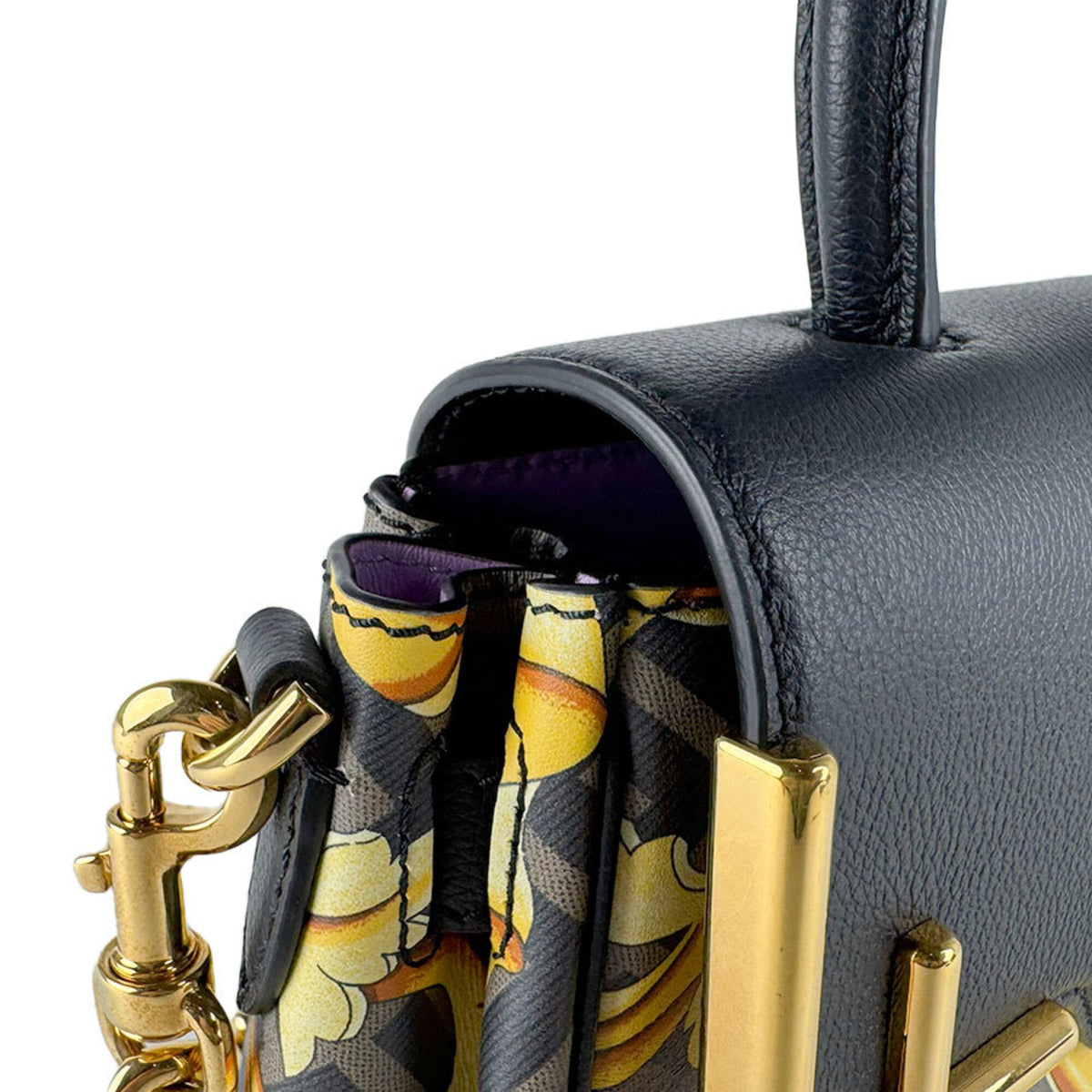 Versace Black Brown Gold Pvc Leather Handbag Shoulder Bag (Pre-Owned)