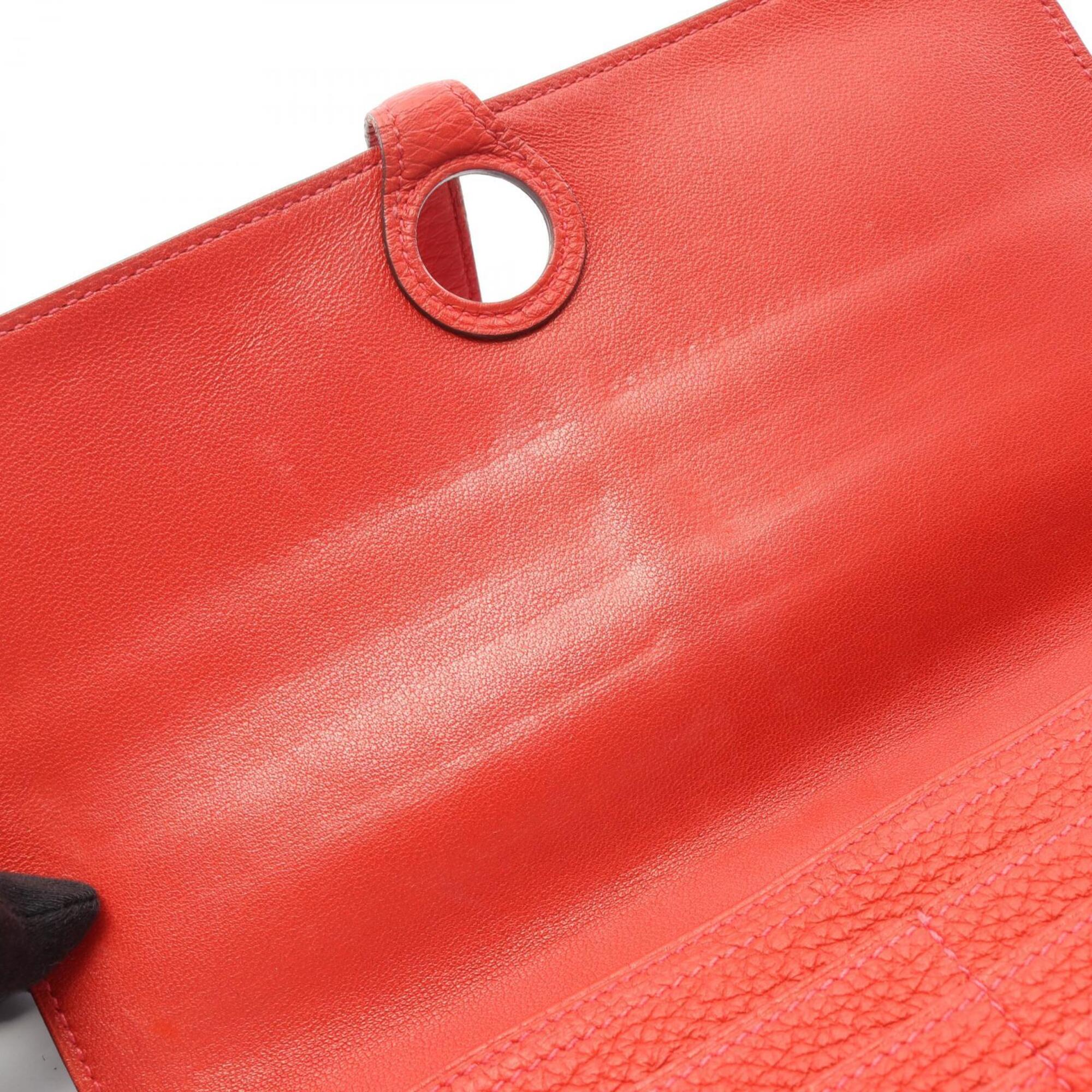 Hermes Red Color Vermilion Leather Long Wallet (Bi-Fold) (Pre-Owned)