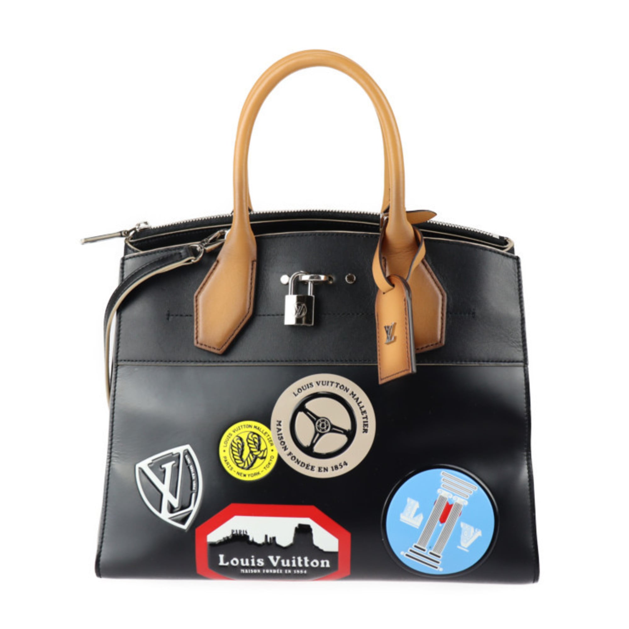 Louis Vuitton Black Multi-Color Leather Handbag Shoulder Bag Tote Bag (Pre-Owned)