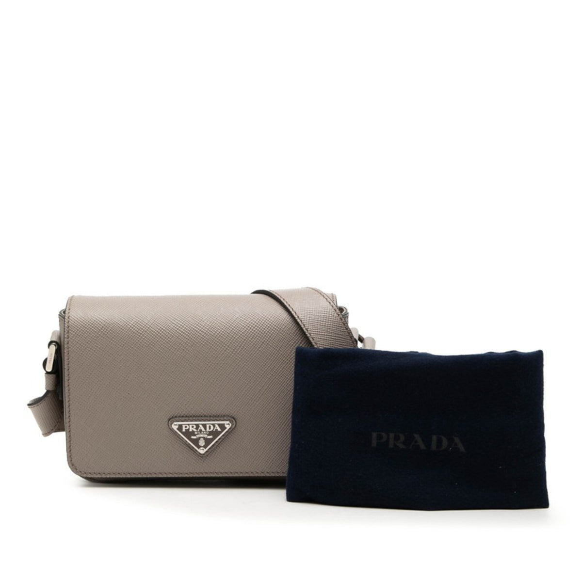 Prada Grayish Leather Shoulder Bag (Pre-Owned)