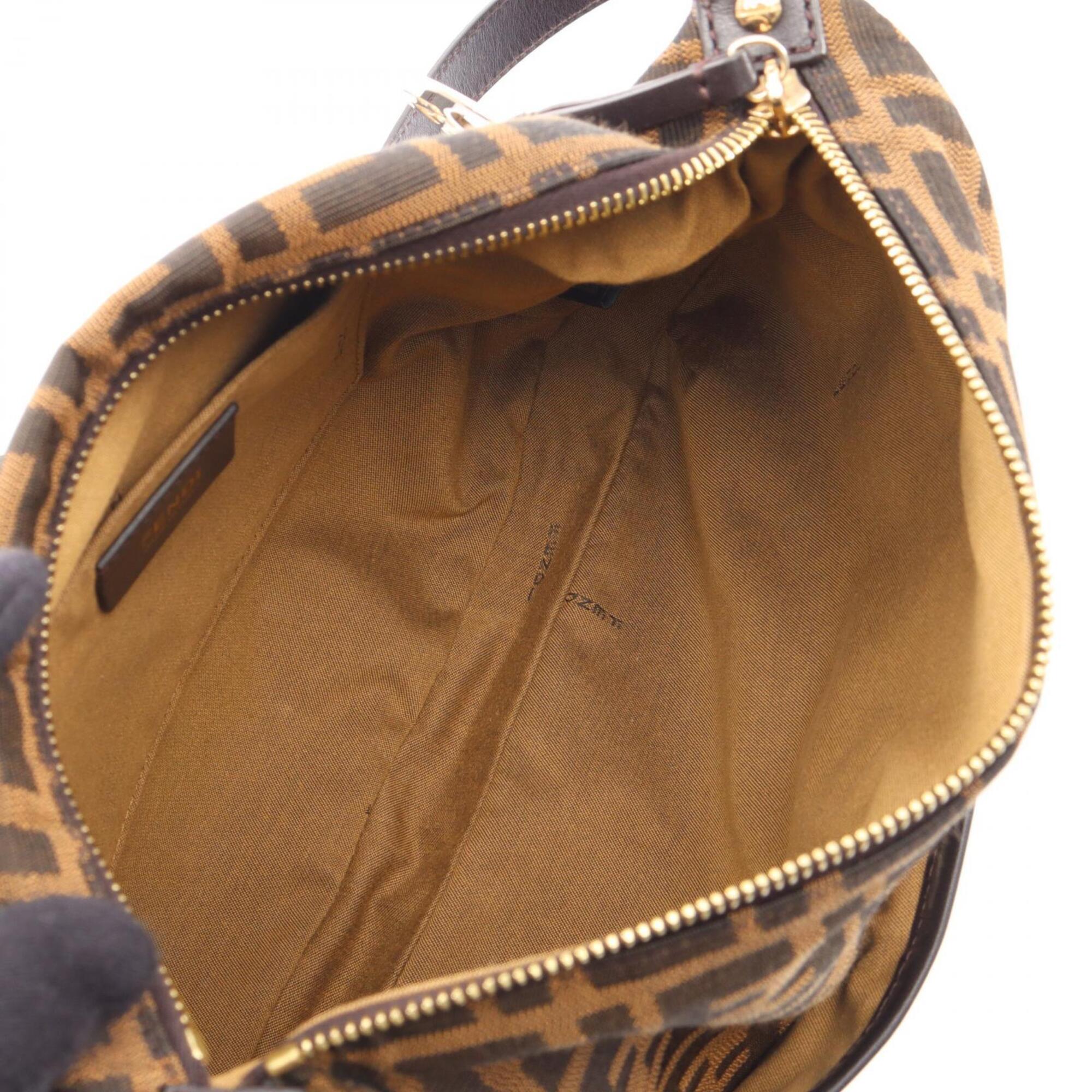 Fendi Brown Canvas Leather Handbag Shoulder Bag (Pre-Owned)