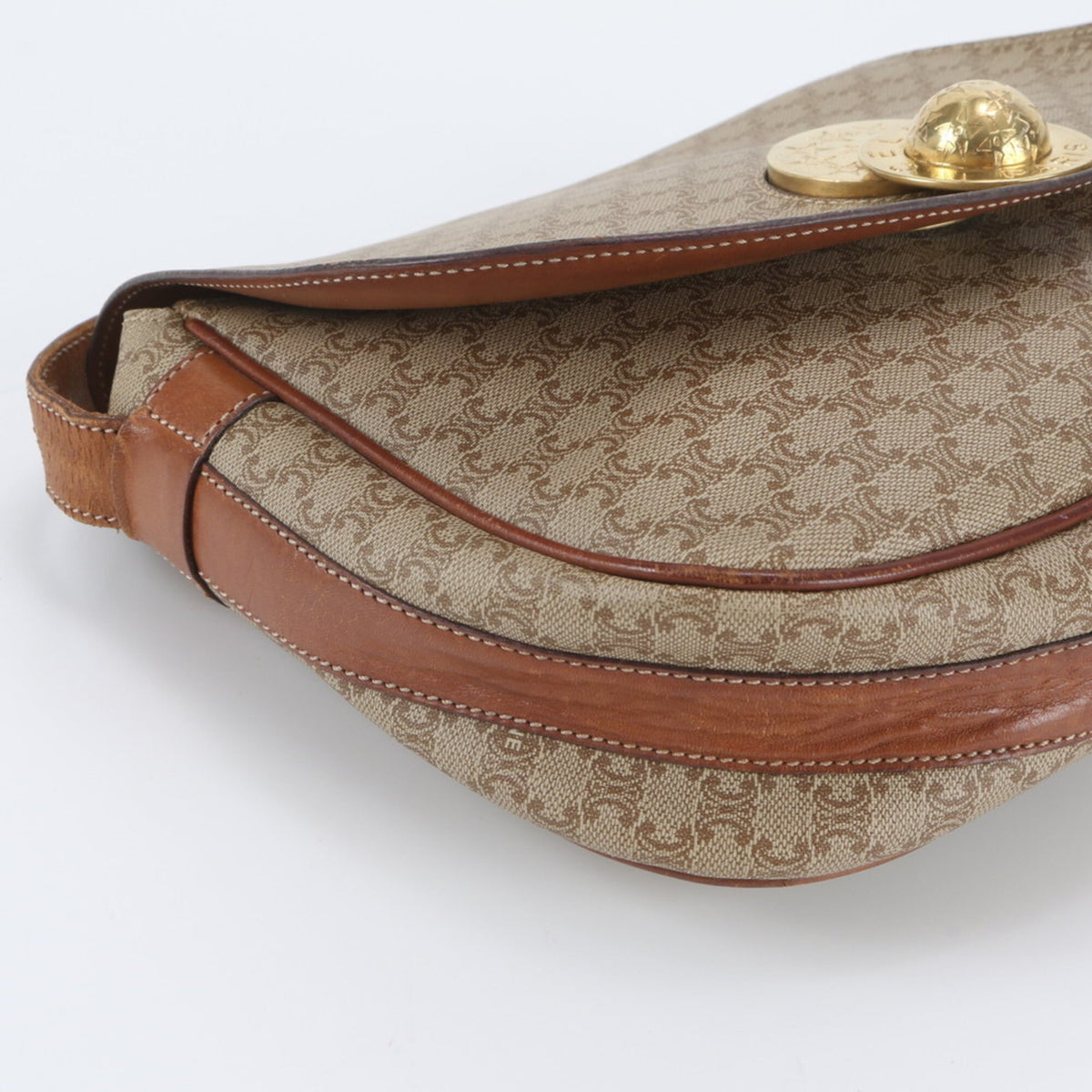 Celine Brown Leather Coated Canvas Crossbody Bag Shoulder Bag (Pre-Owned)