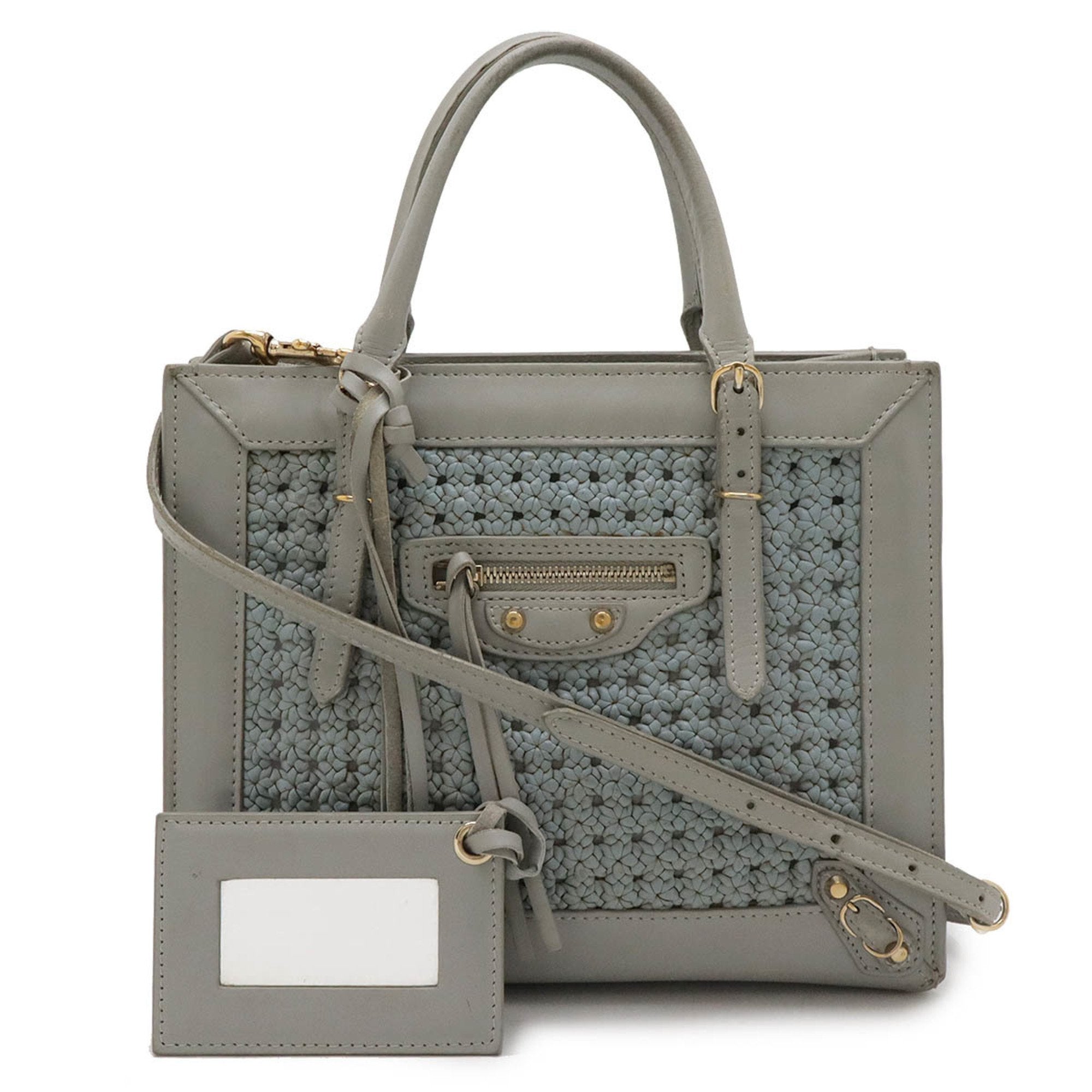 Balenciaga Paper Light Blue Gray Paper Handbag Shoulder Bag (Pre-Owned)