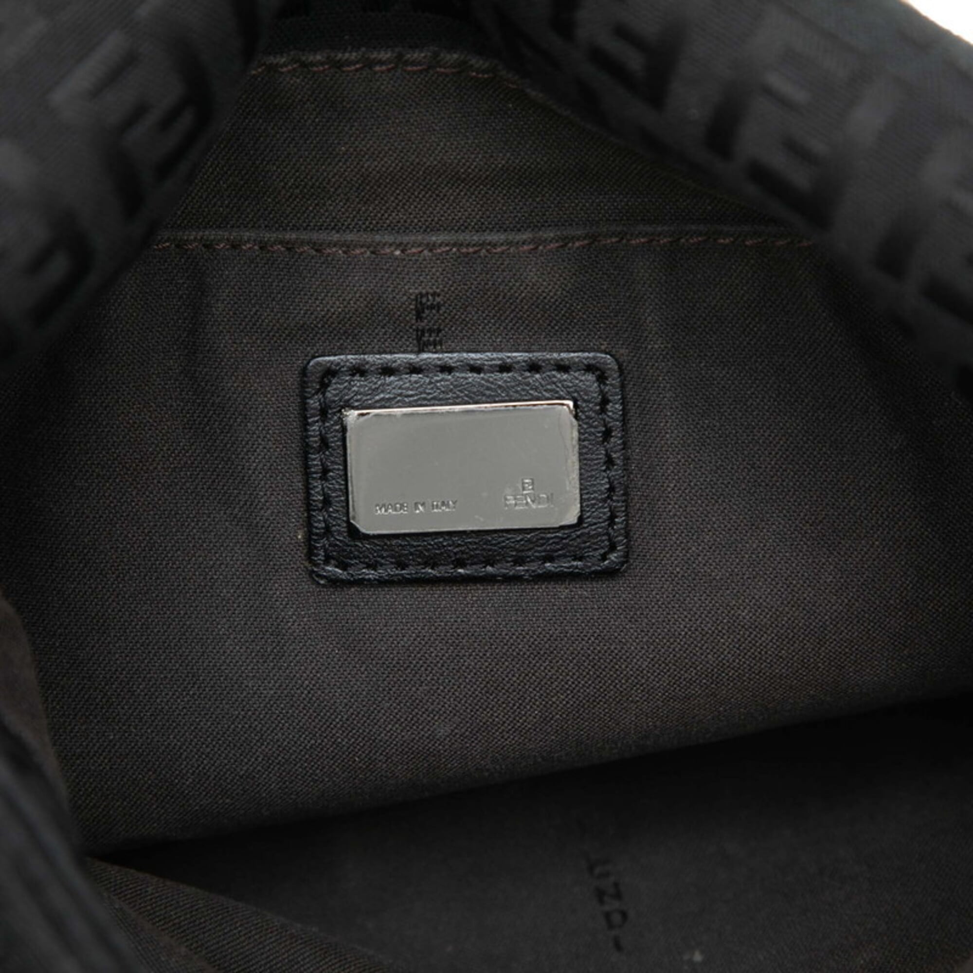 Fendi Black Canvas Leather Shoulder Bag (Pre-Owned)
