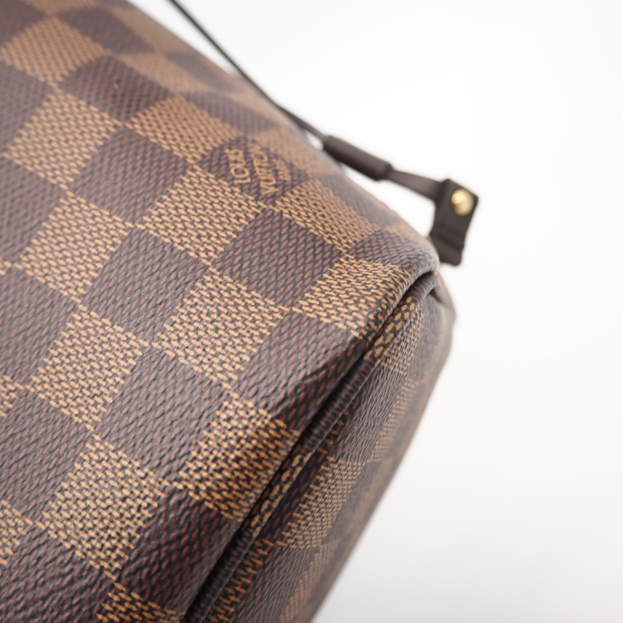 Louis Vuitton Beige Brown Coated Canvas Leather Handbag Pouch (Pre-Owned)