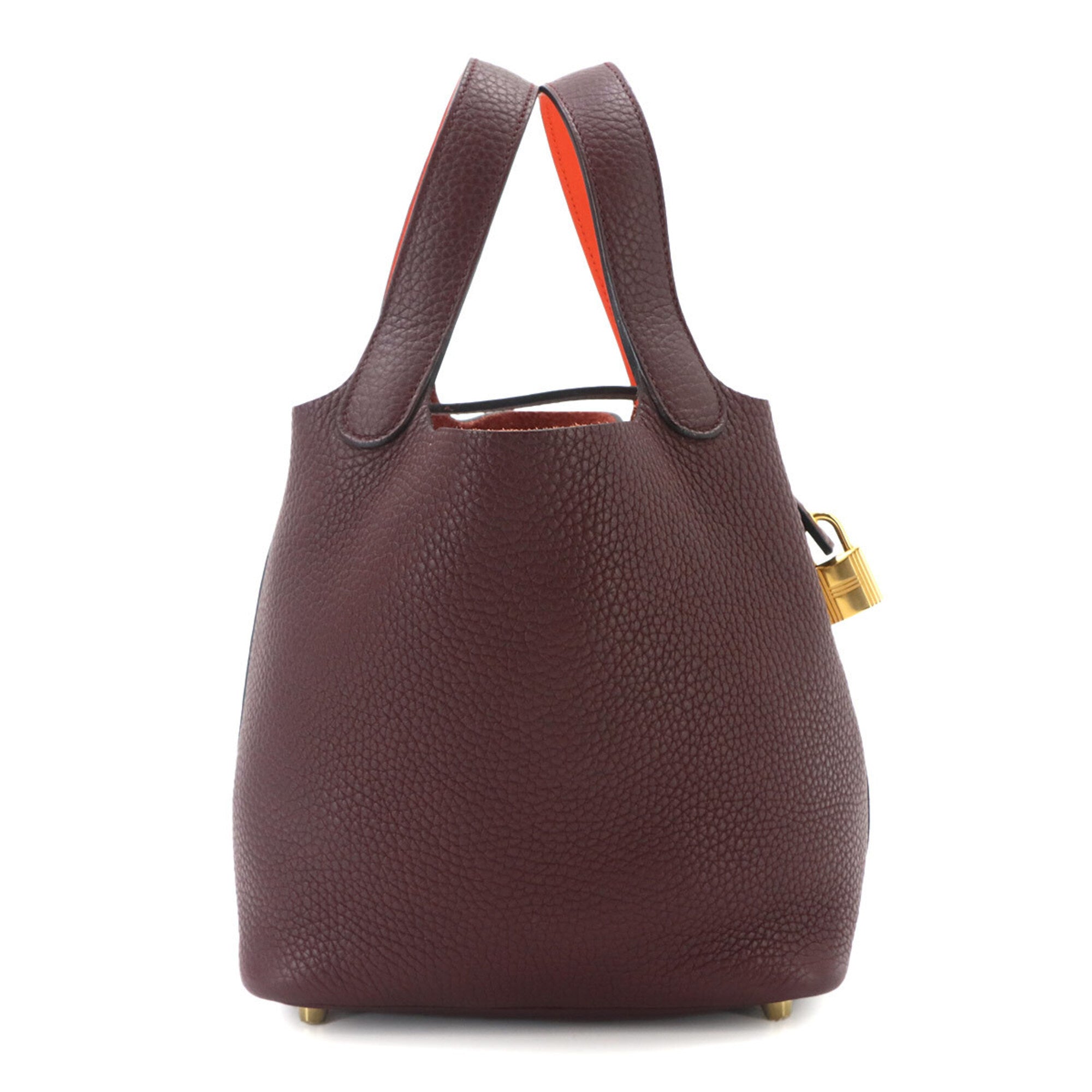 Hermes Orange Poppy Purple Taurillon Clemence Leather Swift Leather Handbag (Pre-Owned)