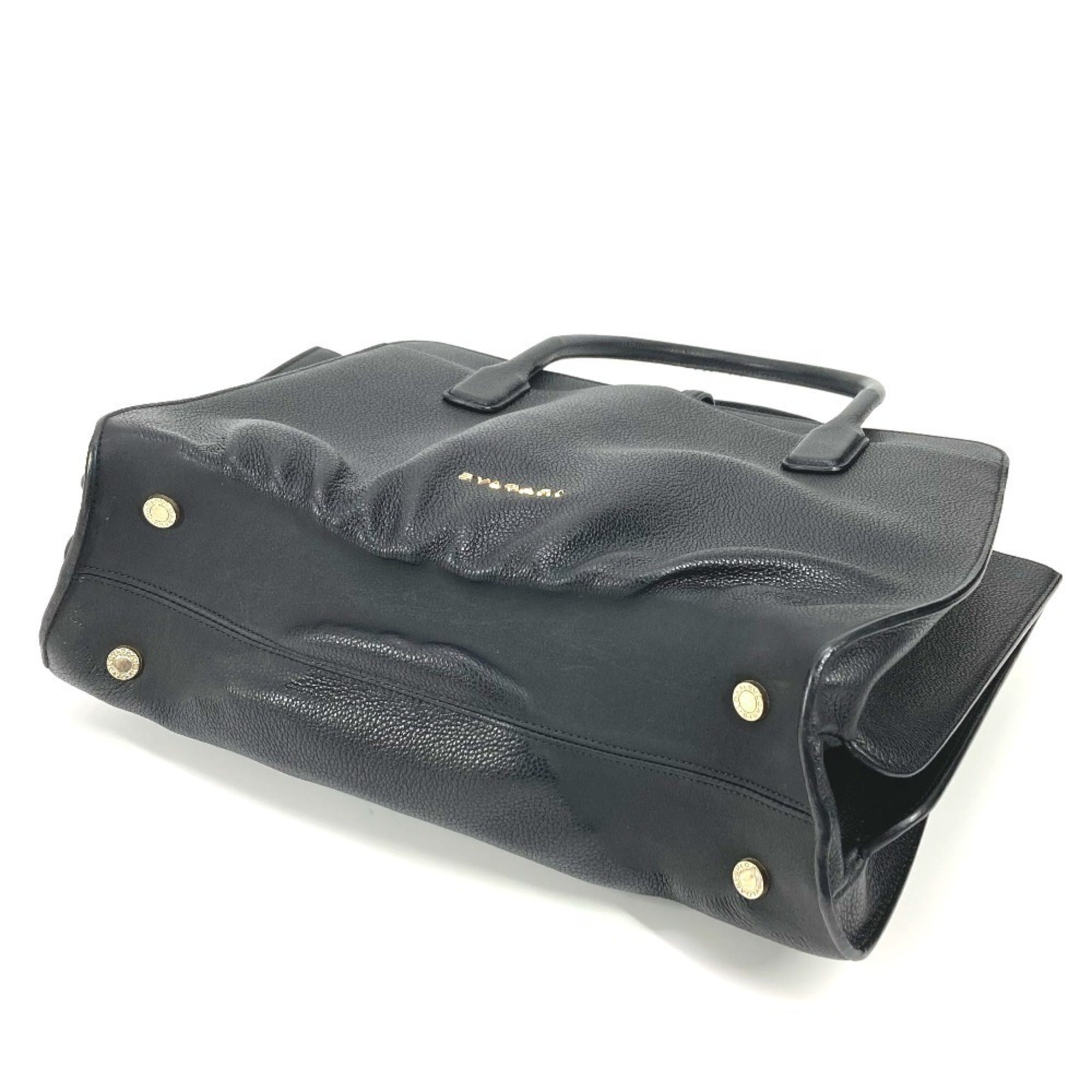 Bvlgari Black Leather Shoulder Bag Tote Bag (Pre-Owned)