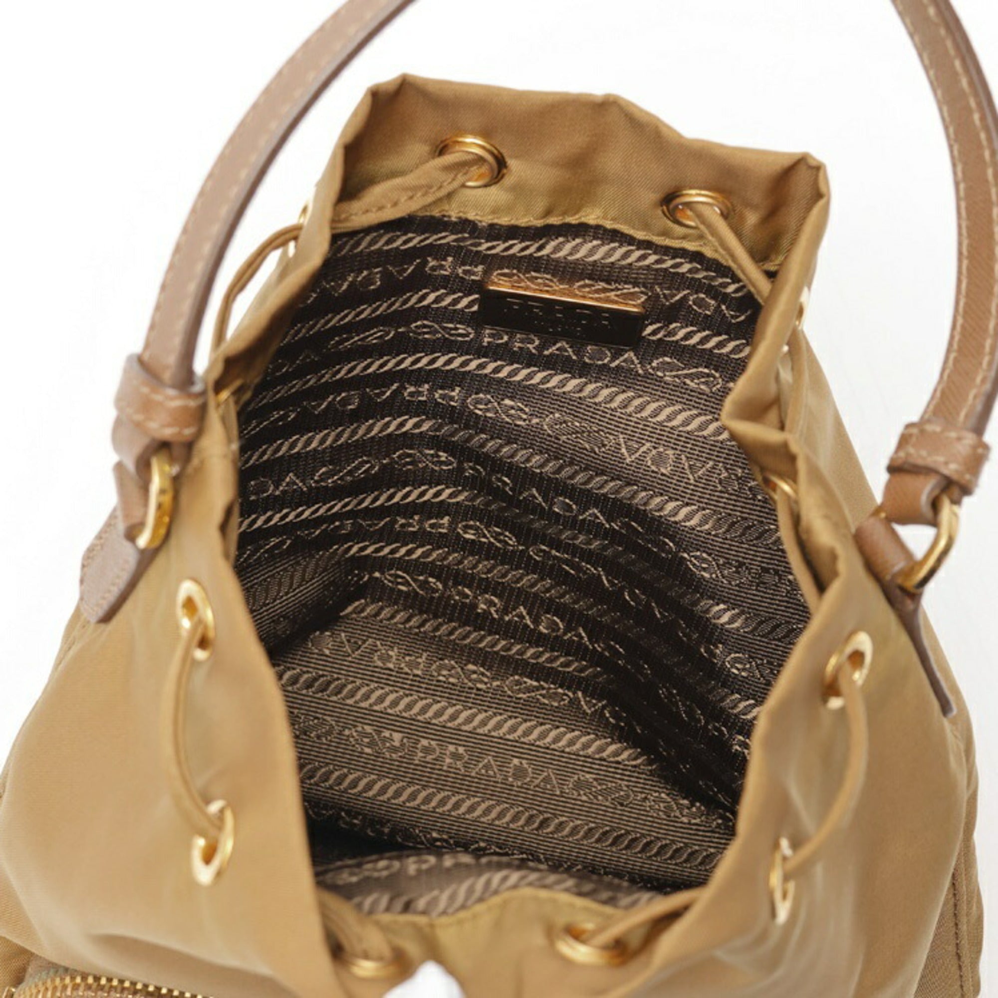Prada Beige Nylon Leather Shoulder Bag (Pre-Owned)