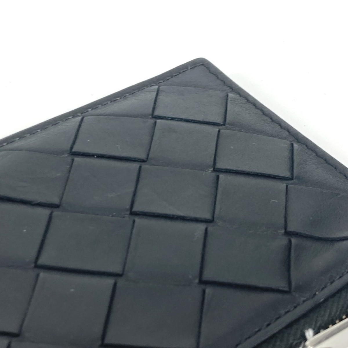 Bottega Veneta Intrecciato Black Leather Coin Purse/Coin Case (Pre-Owned)