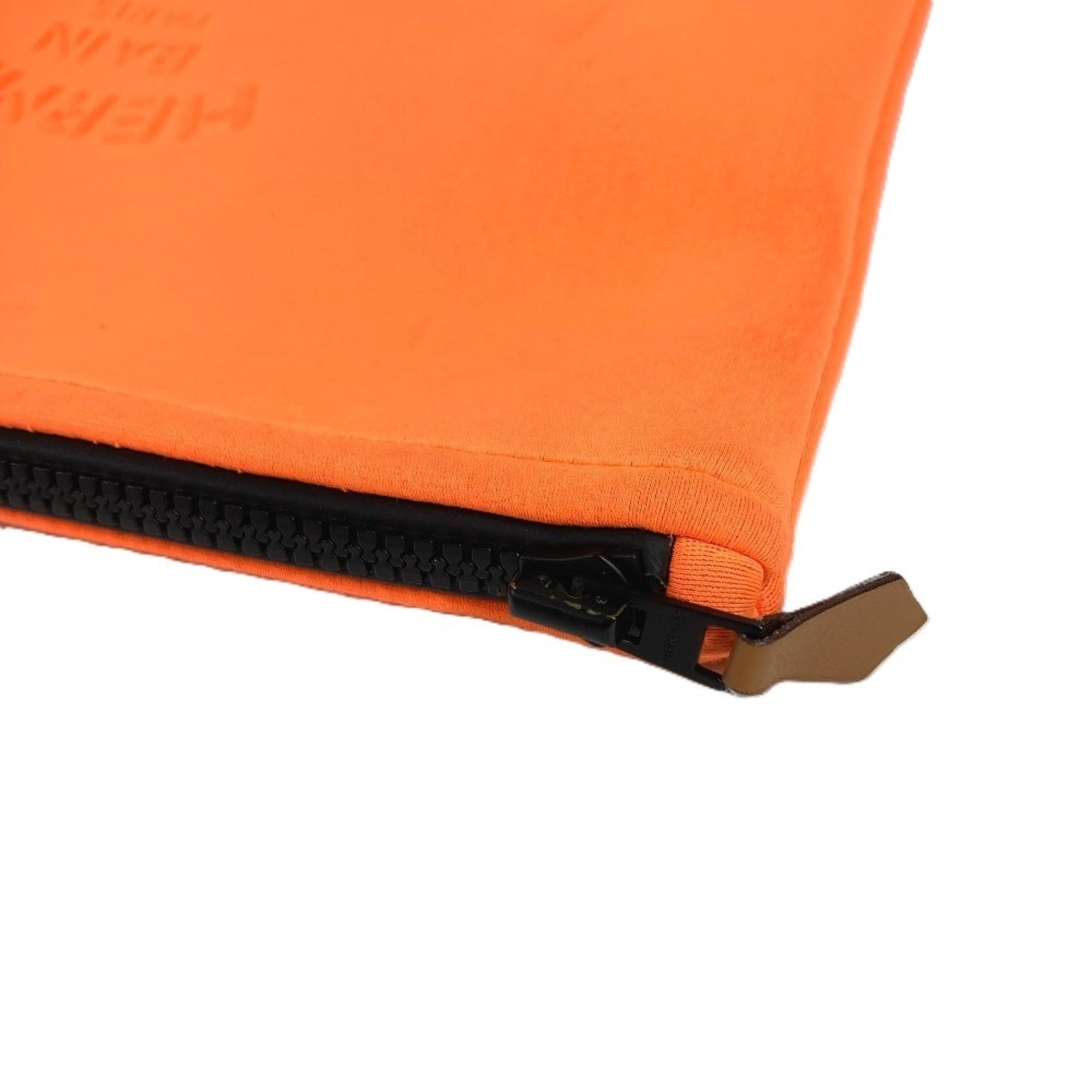 Hermes Orange Polyamide Clutch Bag Handbag Pouch (Pre-Owned)