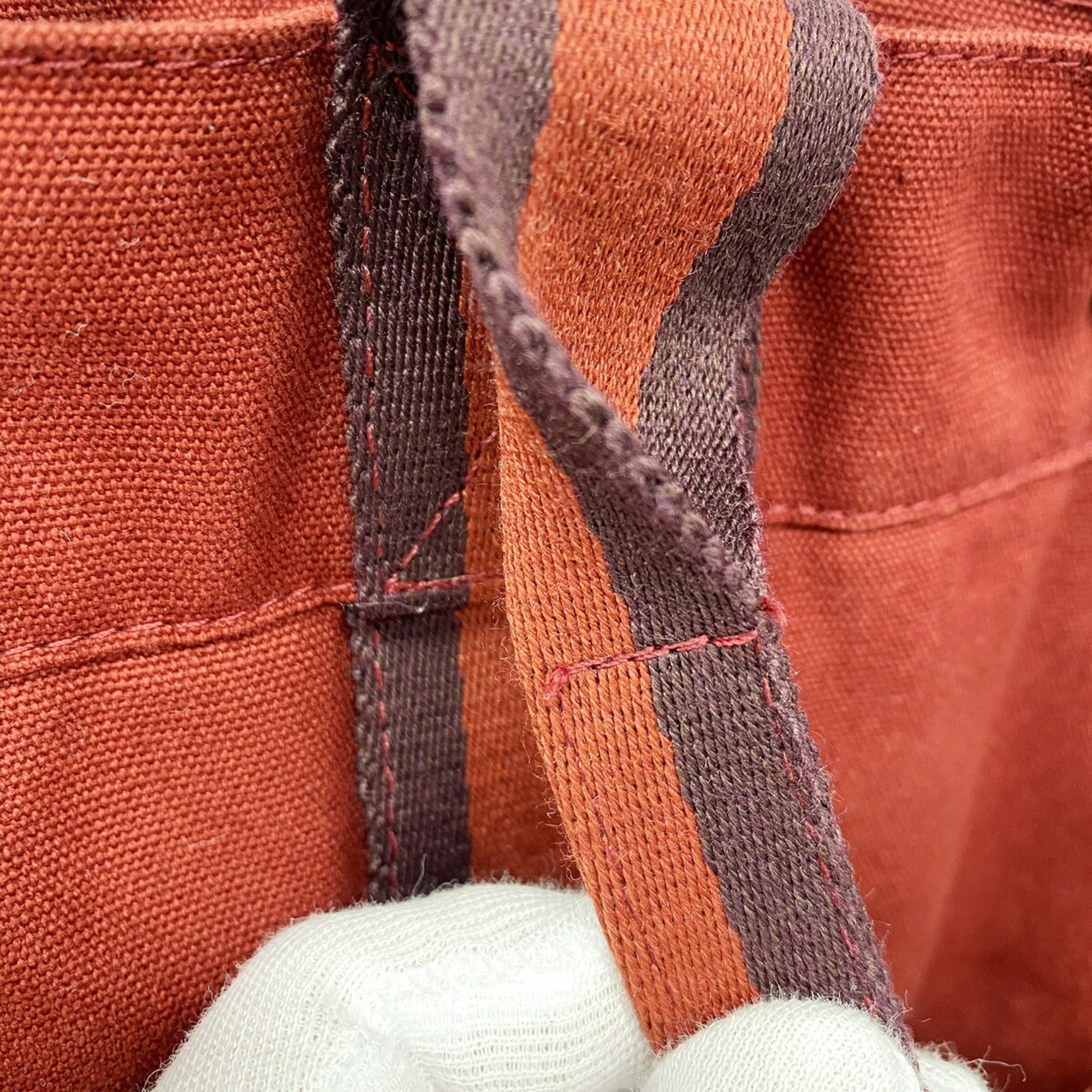 Hermes Red Color Canvas Tote Bag (Pre-Owned)
