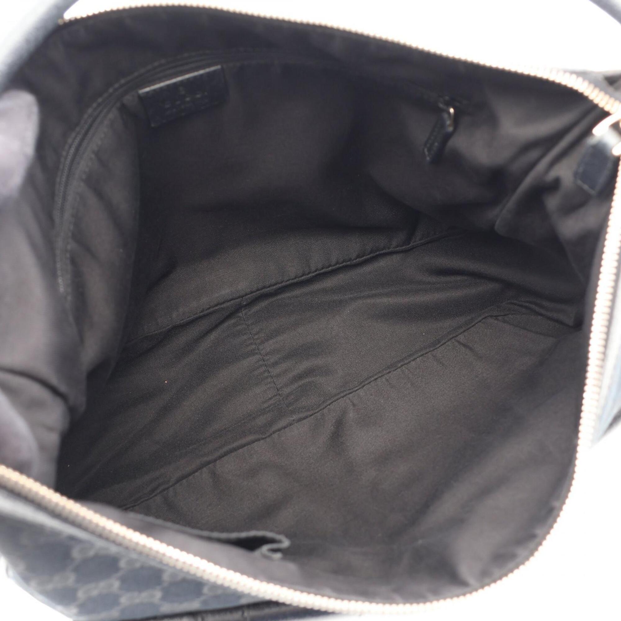 Gucci Black Canvas Leather Handbag Shoulder Bag (Pre-Owned)