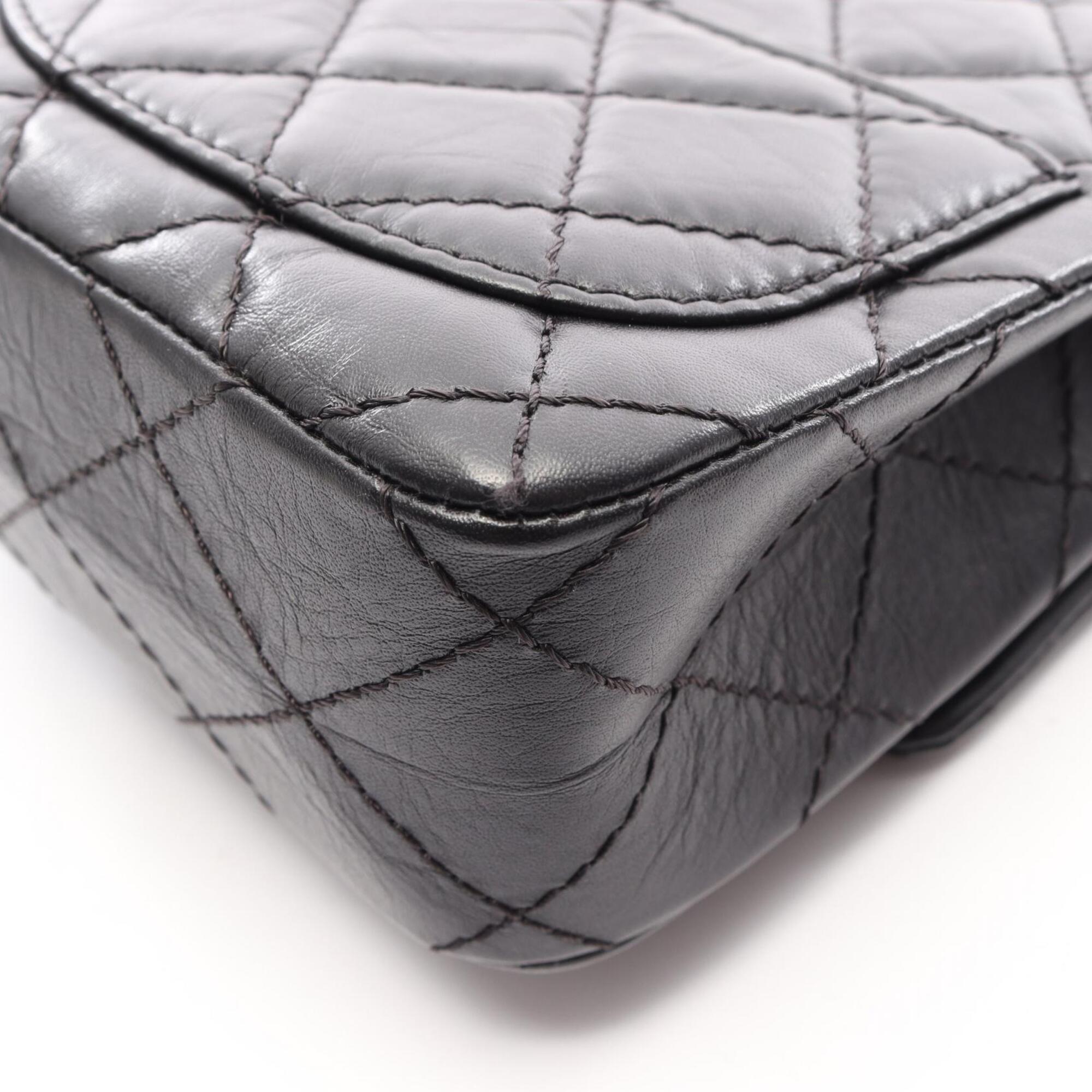 Chanel 2.55 Black Leather Shoulder Bag (Pre-Owned)