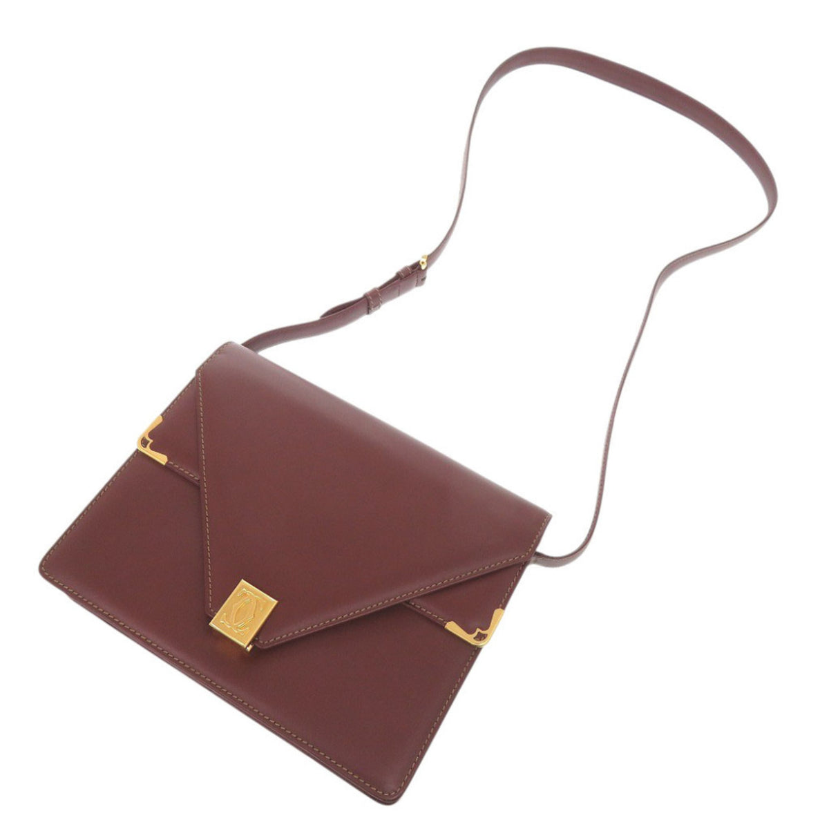 Cartier Bordeaux Leather Shoulder Bag (Pre-Owned)
