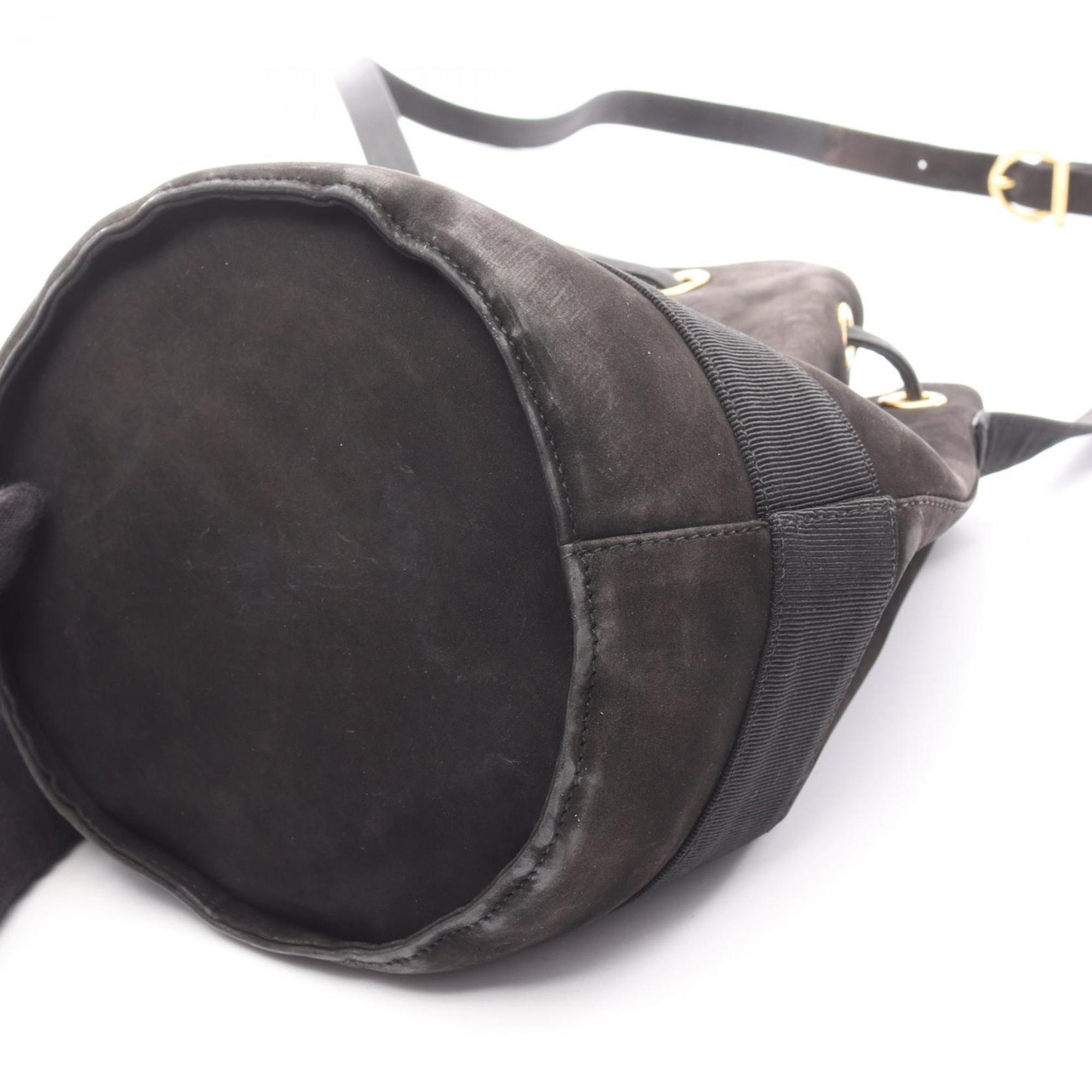 Salvatore Ferragamo Vara Black Suede Shoulder Bag (Pre-Owned)