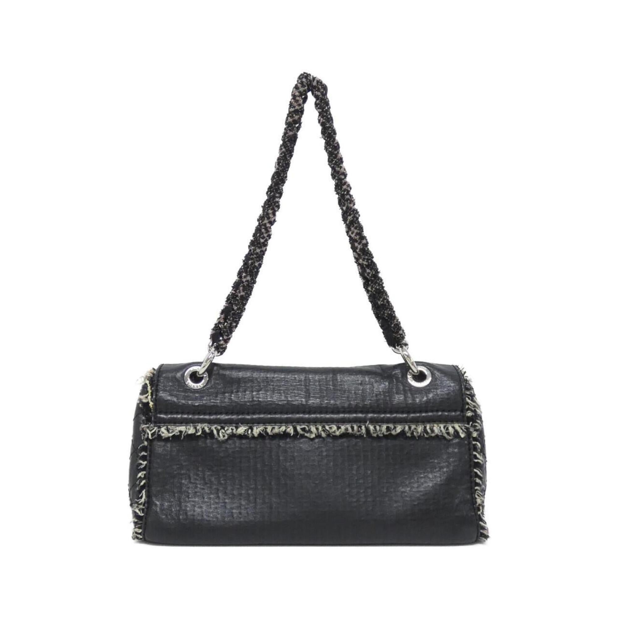 Chanel Black Tweed Leather Shoulder Bag (Pre-Owned)