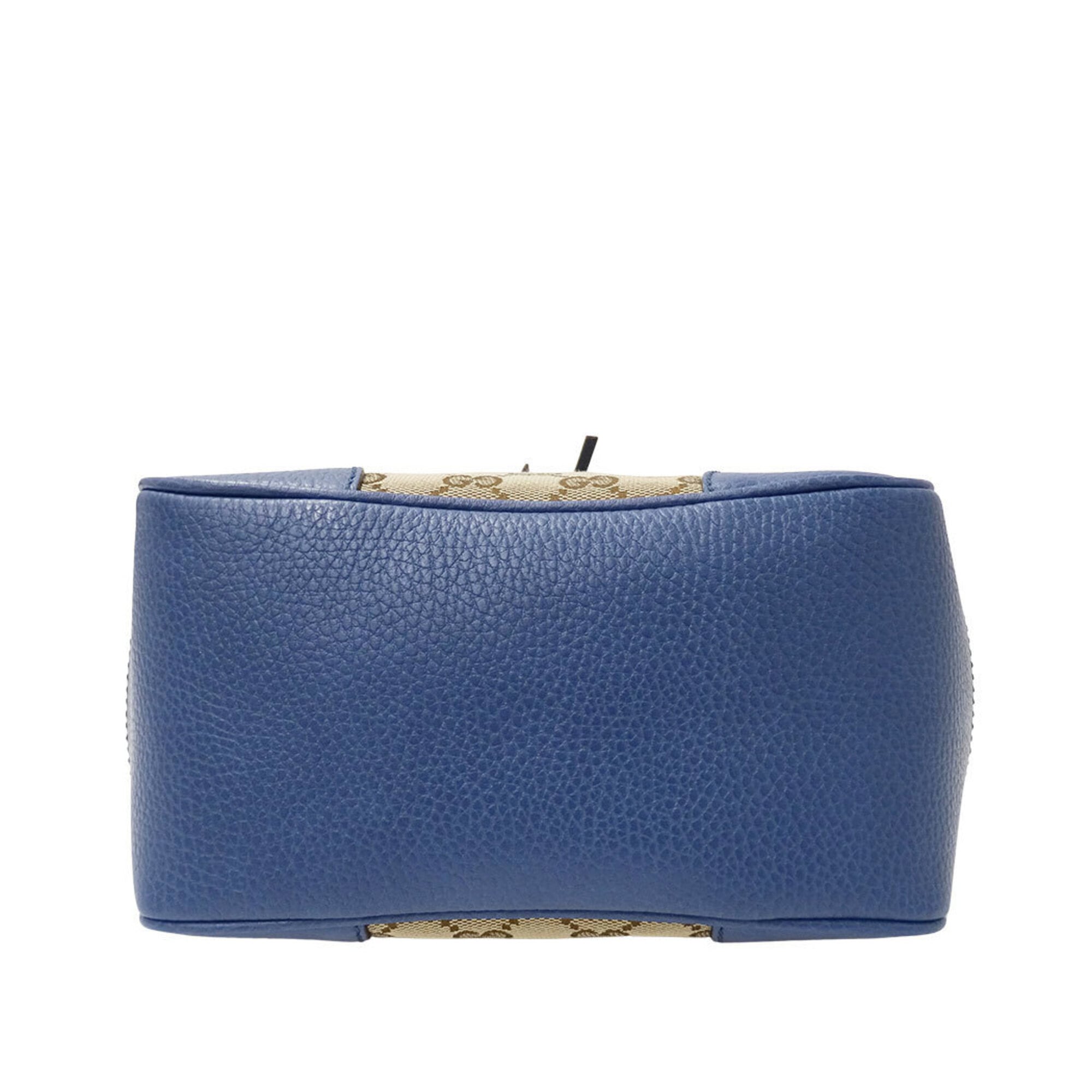 Gucci Beige Blue Gg Canvas Handbag Shoulder Bag (Pre-Owned)