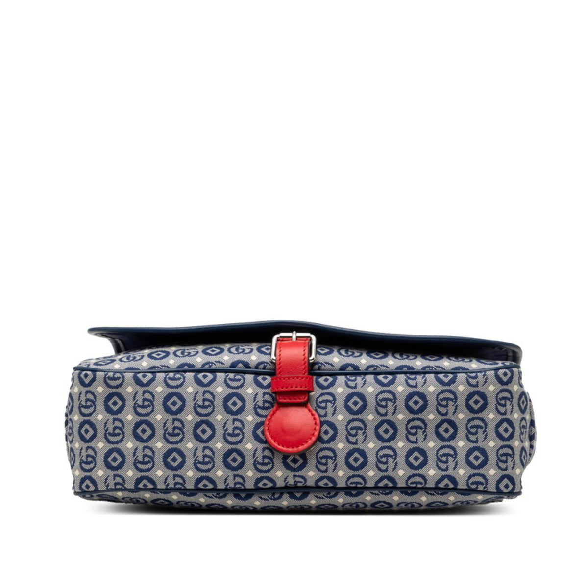 Gucci Blue Red Color Canvas Leather Shoulder Bag (Pre-Owned)