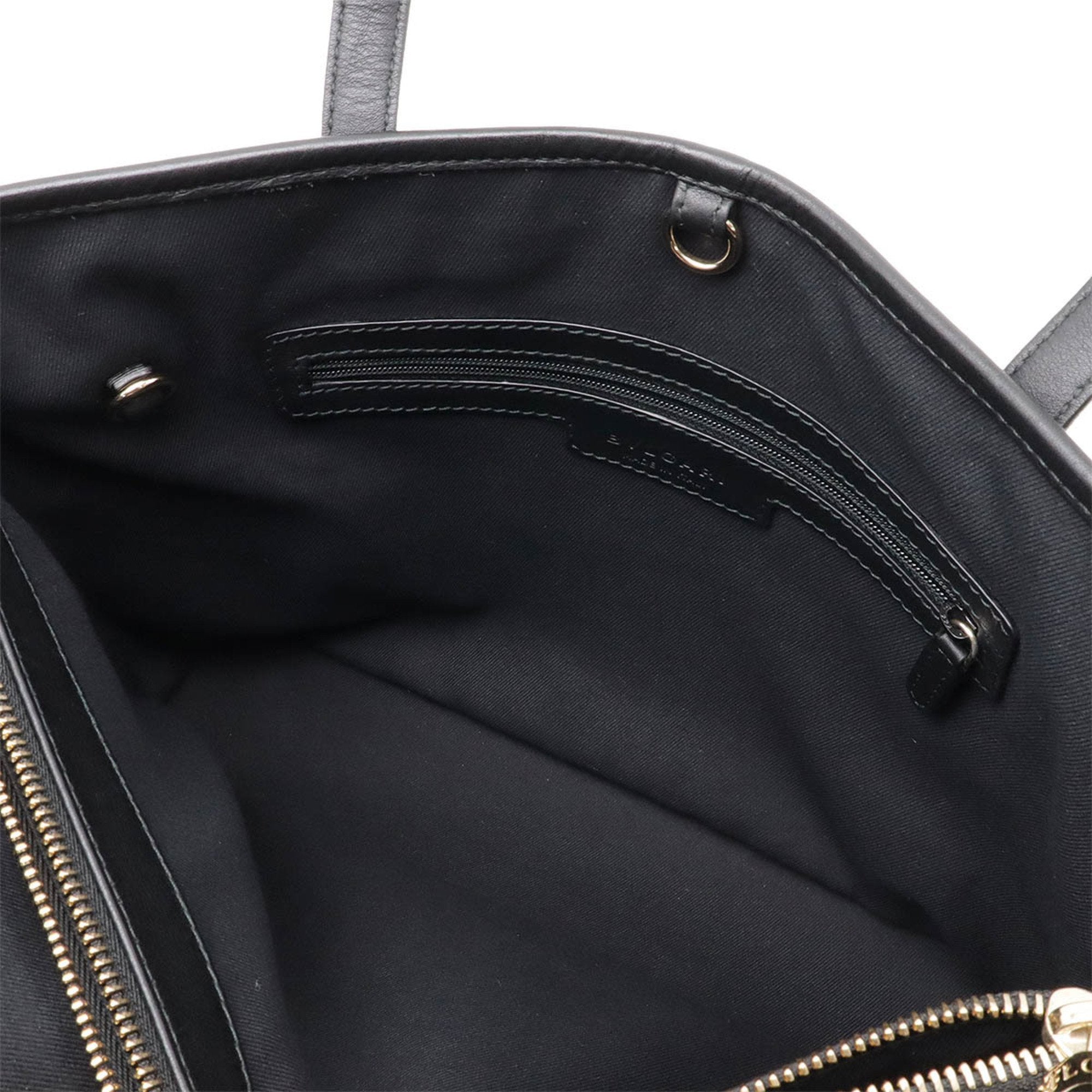Bvlgari Black Leather Handbag Shoulder Bag Tote Bag (Pre-Owned)