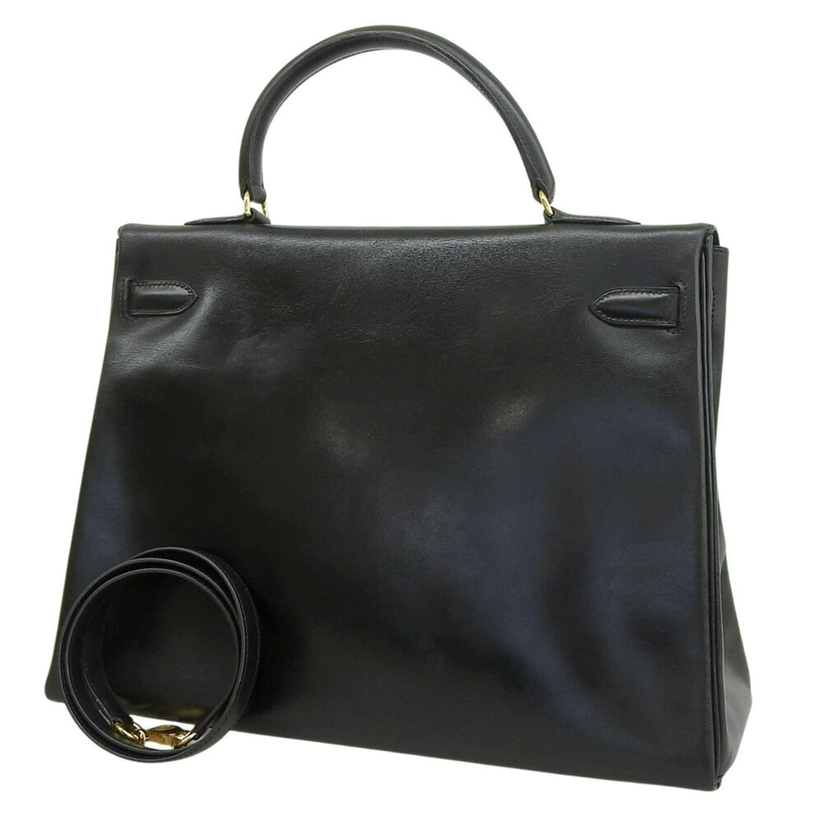 Hermes Black Box Calf Leather Handbag (Pre-Owned)