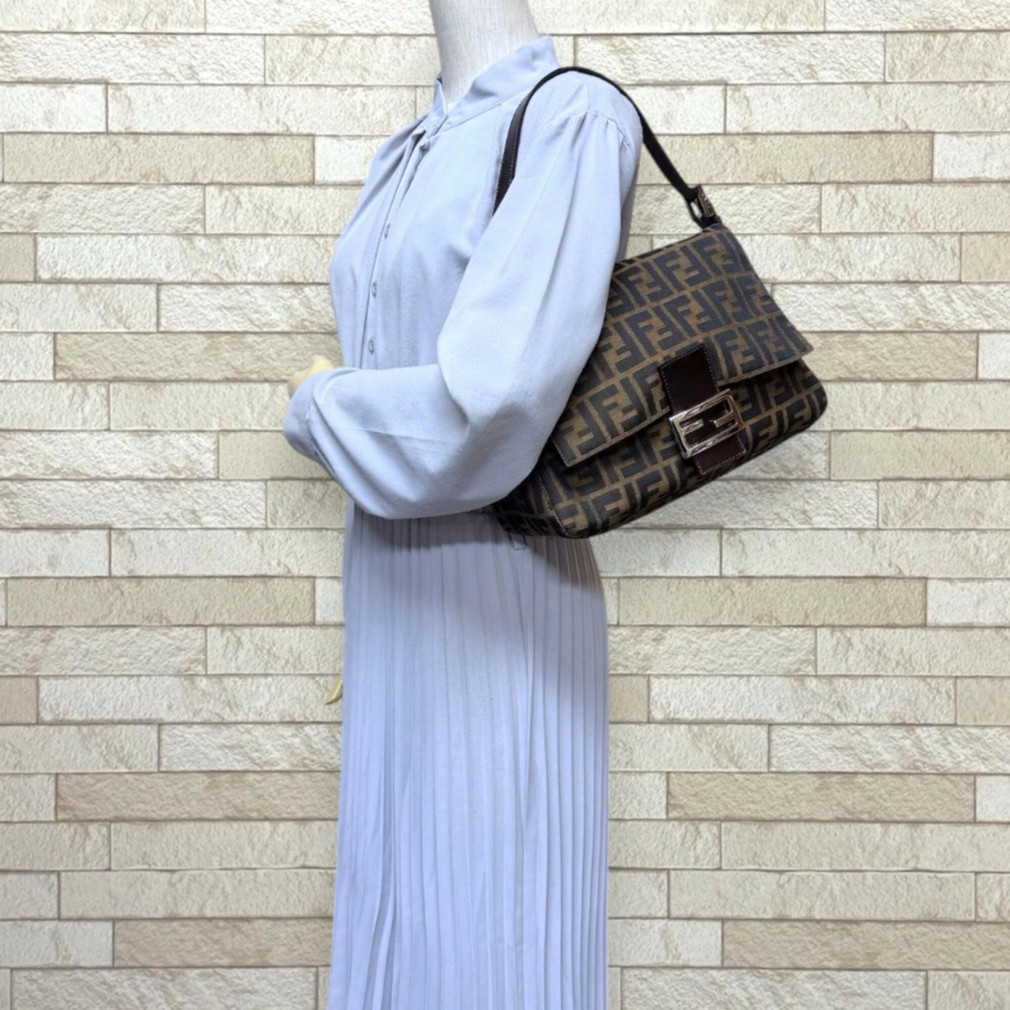 Fendi Zucca Brown Canvas Shoulder Bag (Pre-Owned)