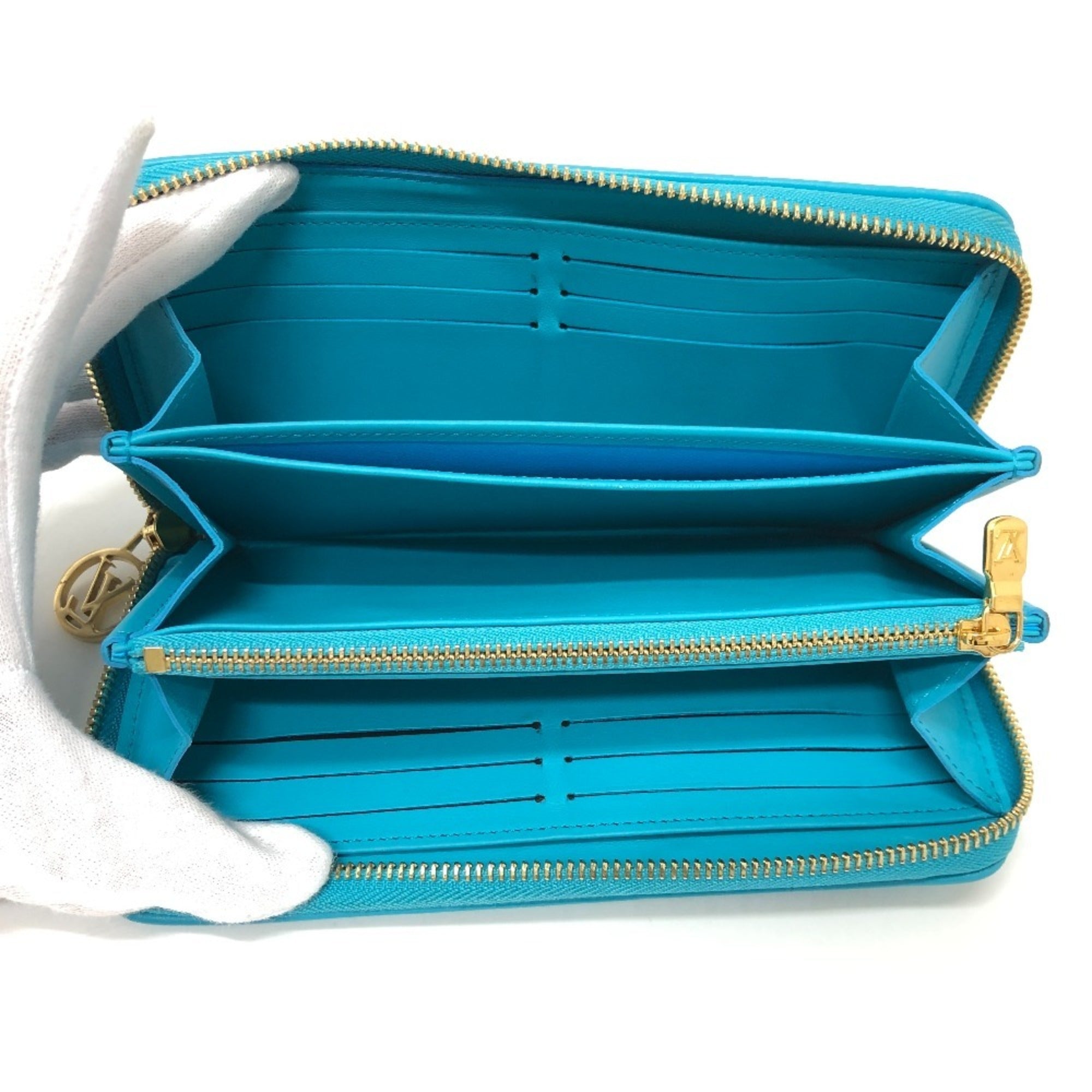 Louis Vuitton Monogram Gold Blue Leather Long Wallet (Bi-Fold) (Pre-Owned)