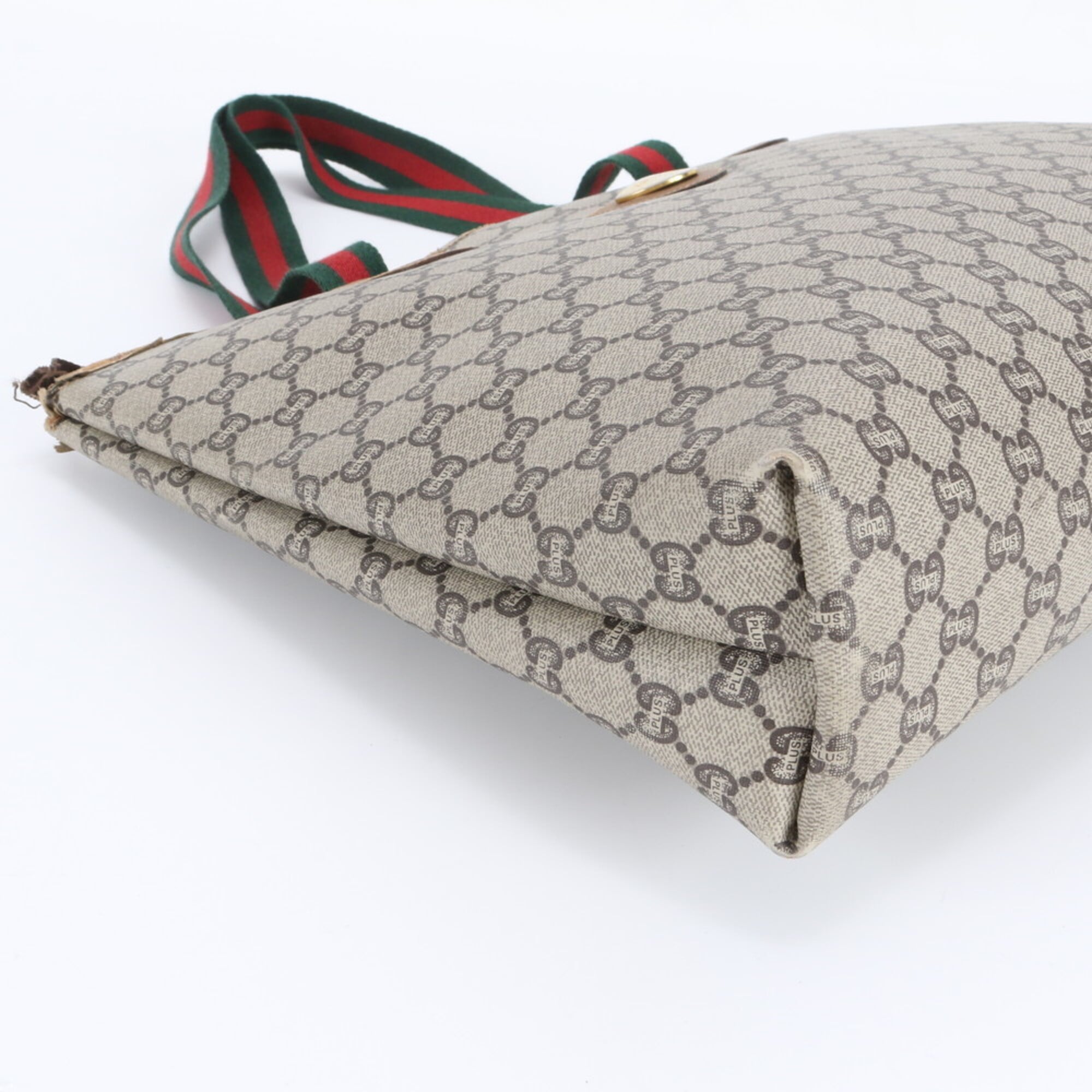 Gucci Sherry Line Beige Brown Leather Coated Canvas Handbag Tote Bag (Pre-Owned)