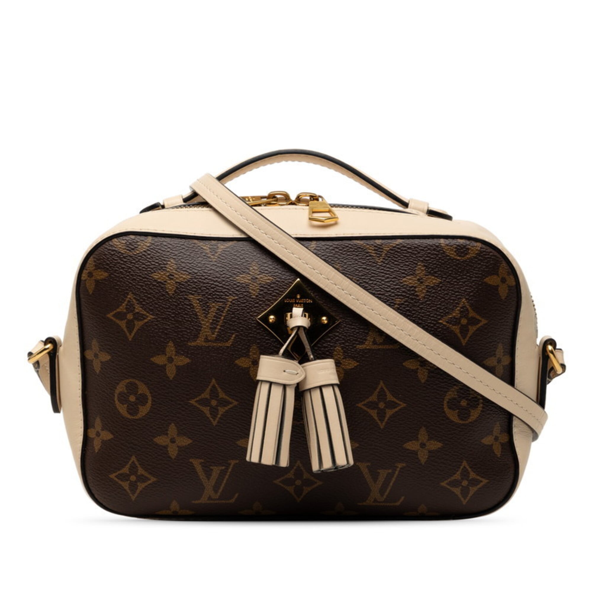 Louis Vuitton Beige Brown Leather Pvc Handbag Shoulder Bag (Pre-Owned)