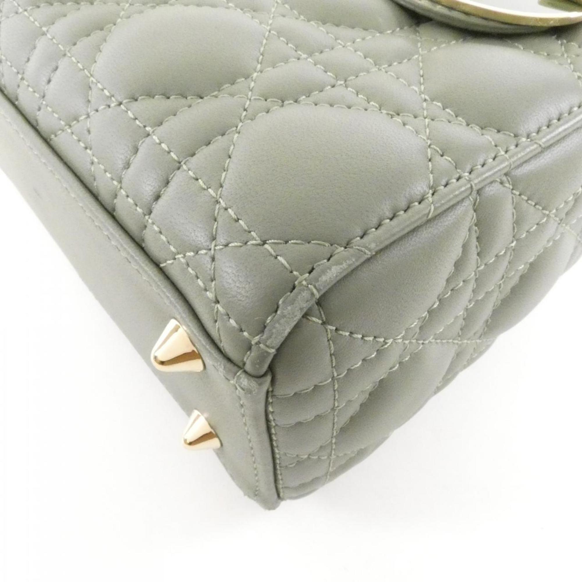 Christian Dior Lady Dior Dark Green Leather Handbag (Pre-Owned)