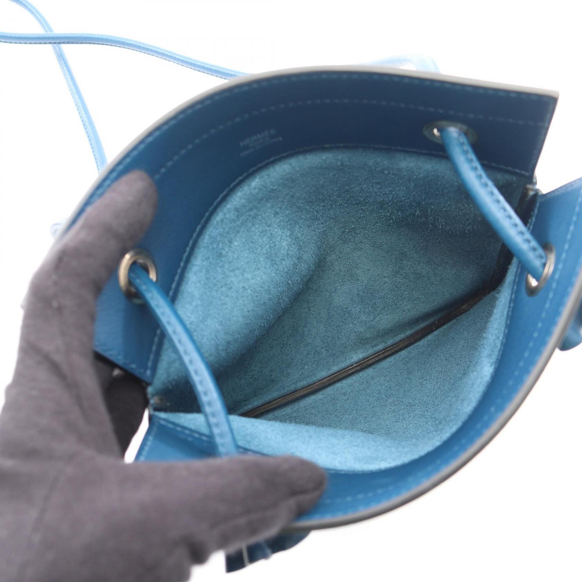 Hermes Blue Evercalf Leather Handbag Shoulder Bag (Pre-Owned)