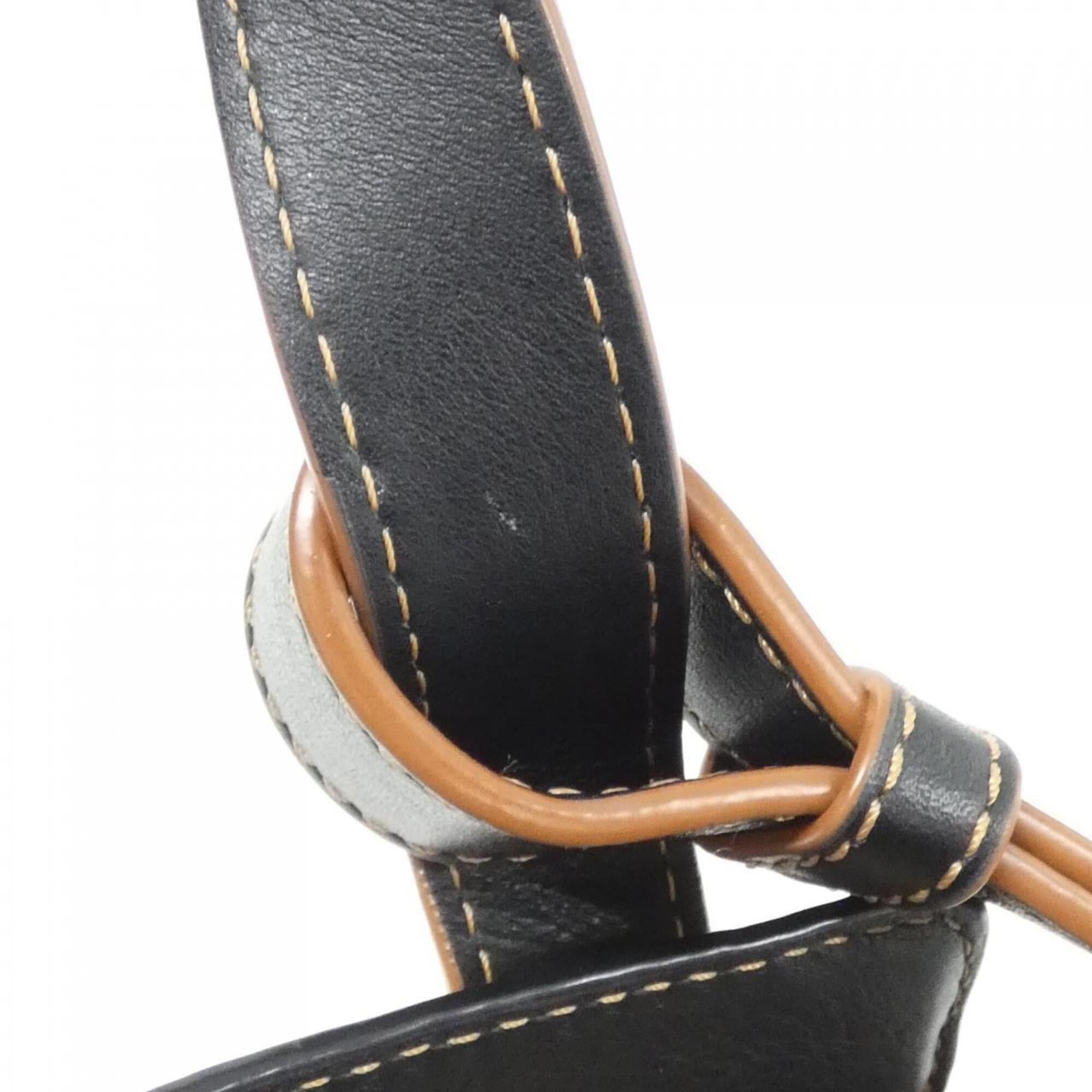 Loewe Beige Black Linen Leather Shoulder Bag (Pre-Owned)