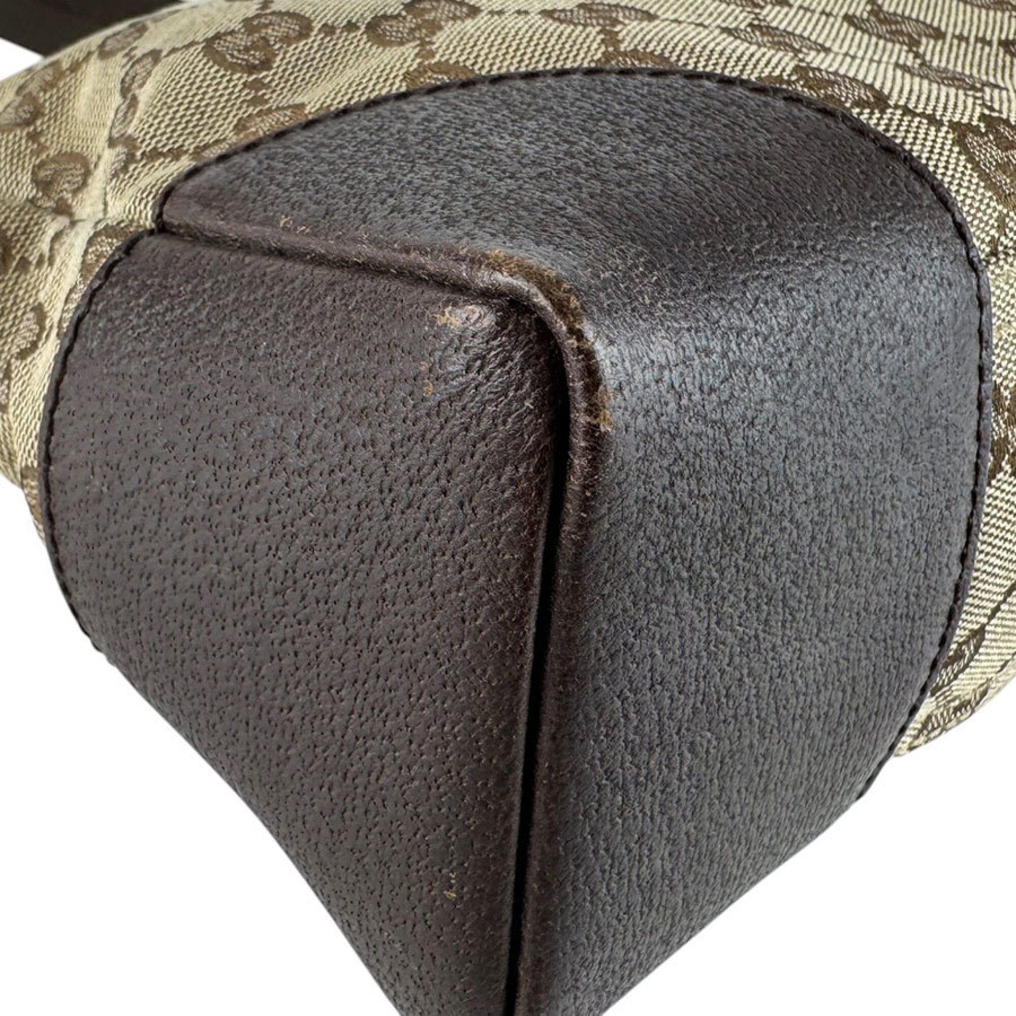 Gucci Brown Gg Canvas Leather Shoulder Bag (Pre-Owned)