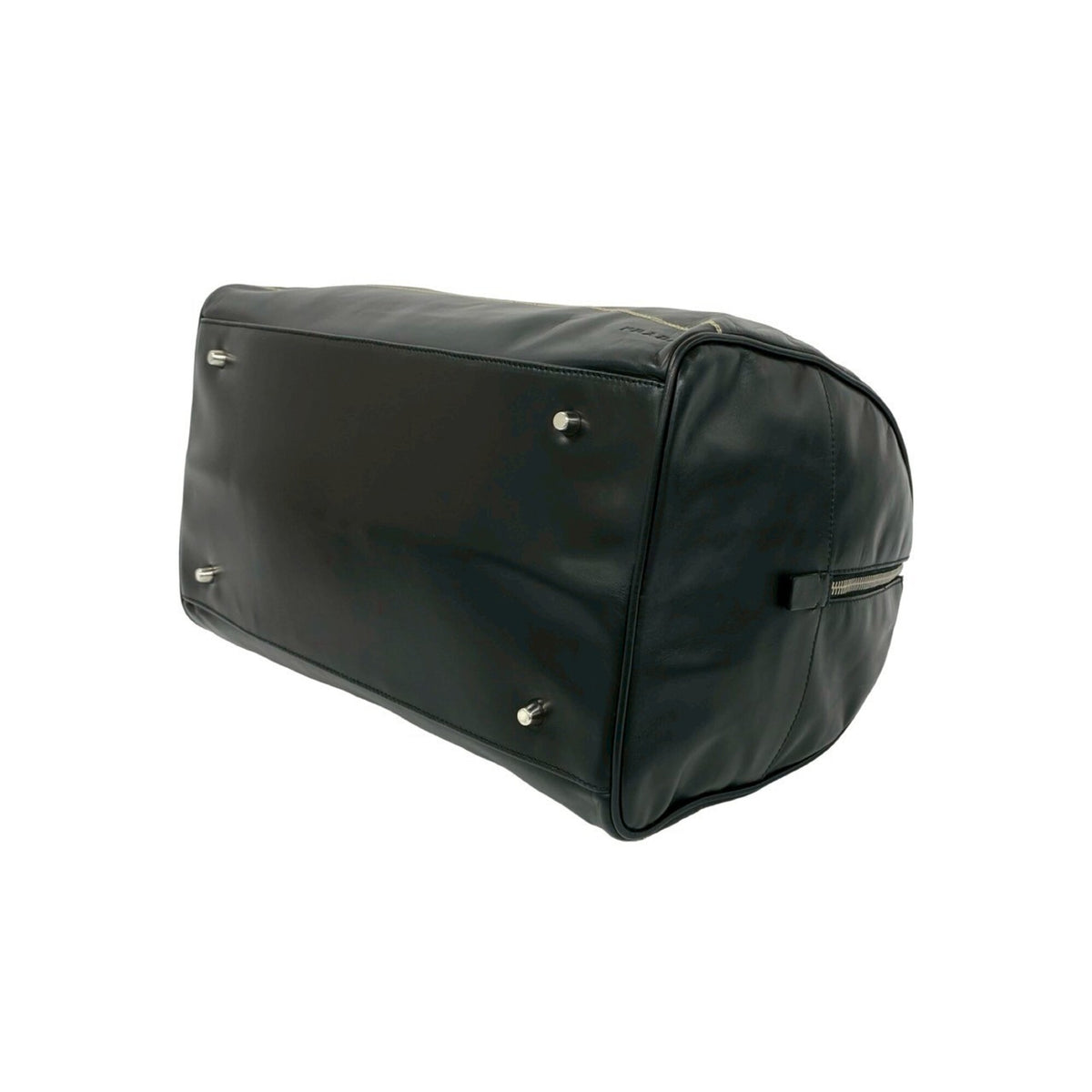 Prada Black Leather Boston Bag Handbag Shoulder Bag (Pre-Owned)