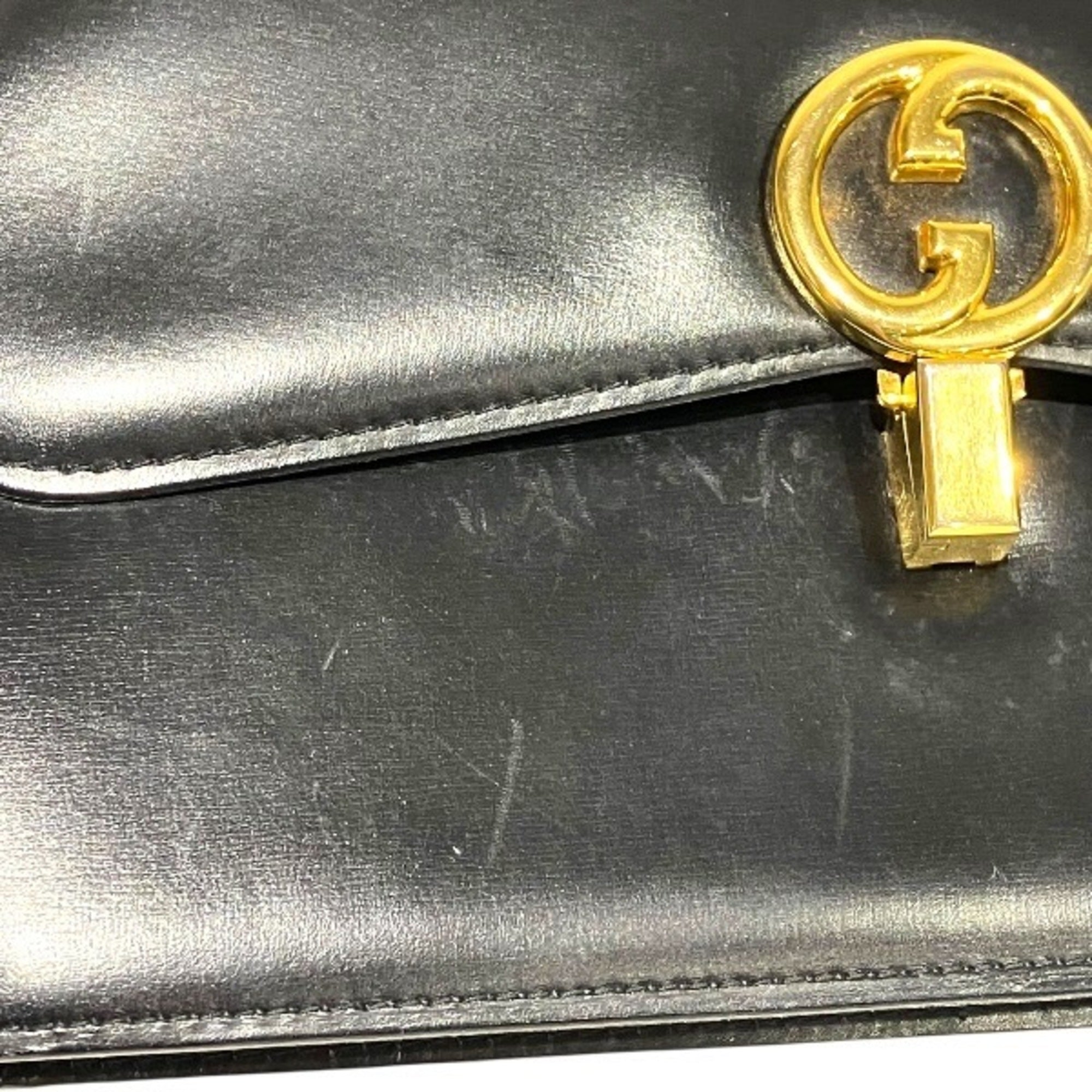 Gucci Black Leather Handbag Shoulder Bag (Pre-Owned)