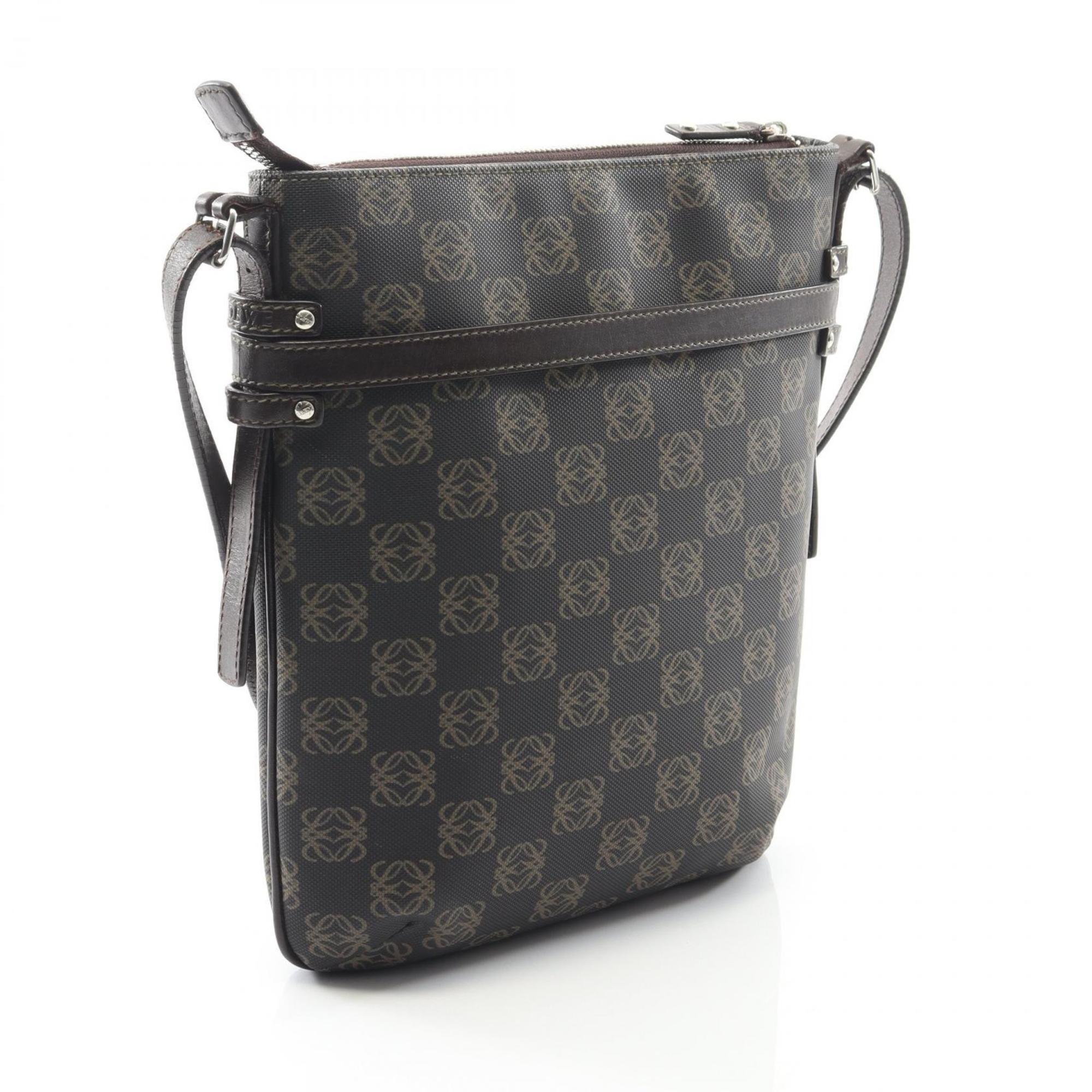 Loewe Black Brown Coated Canvas Leather Shoulder Bag (Pre-Owned)