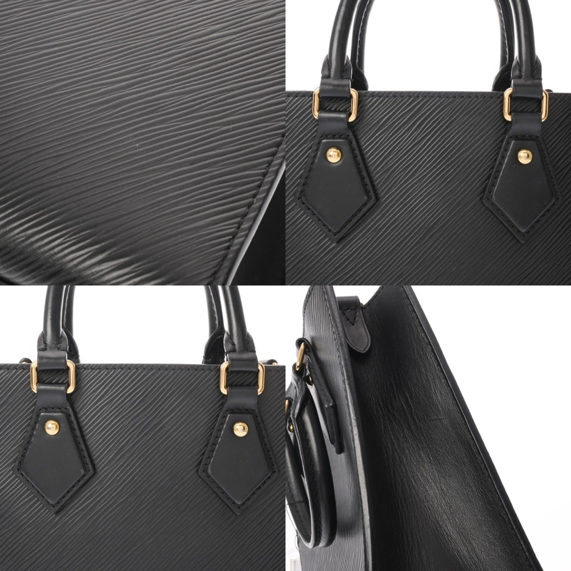 Louis Vuitton Noir Leather Handbag (Pre-Owned)
