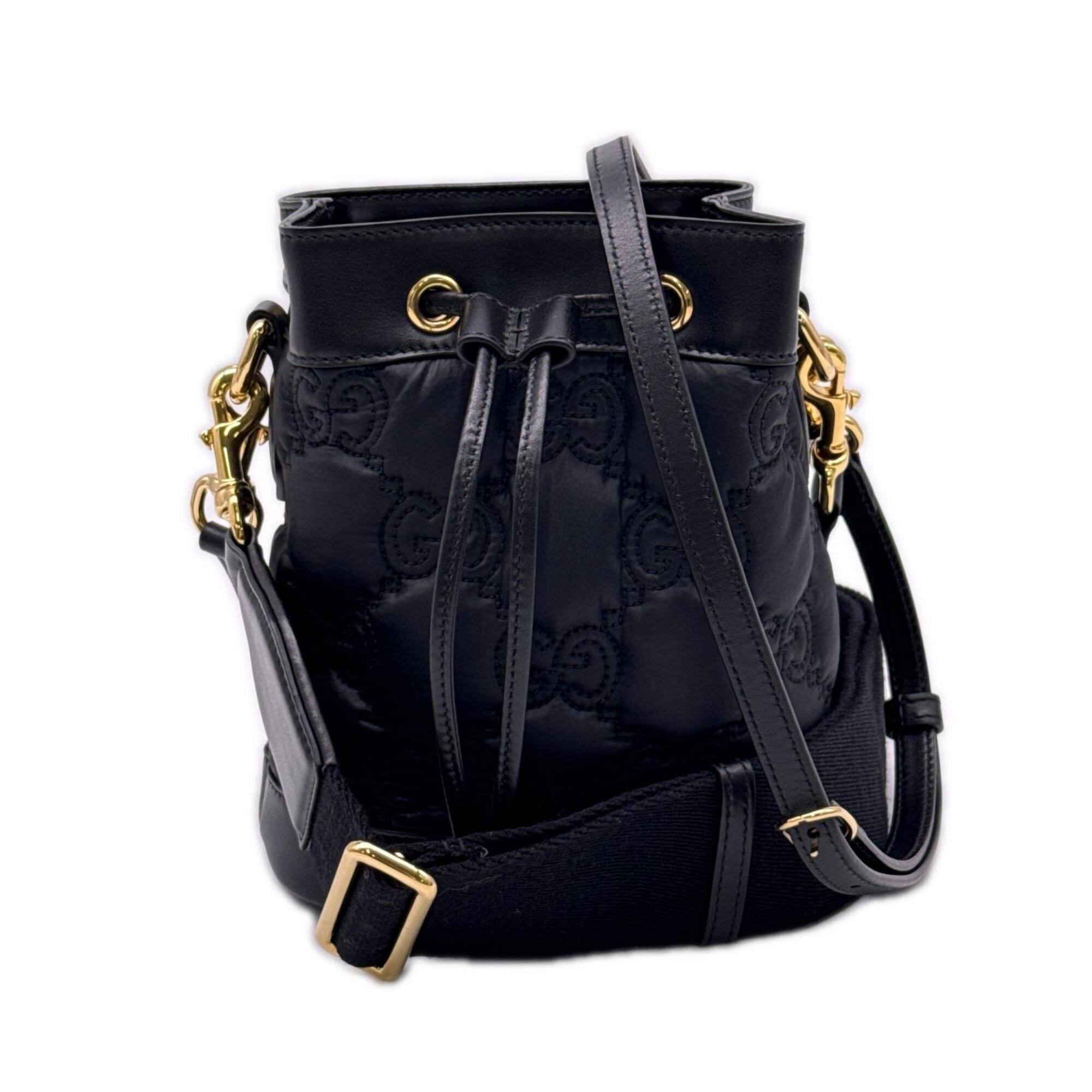 Gucci Black Purple Nylon Leather Shoulder Bag (Pre-Owned)