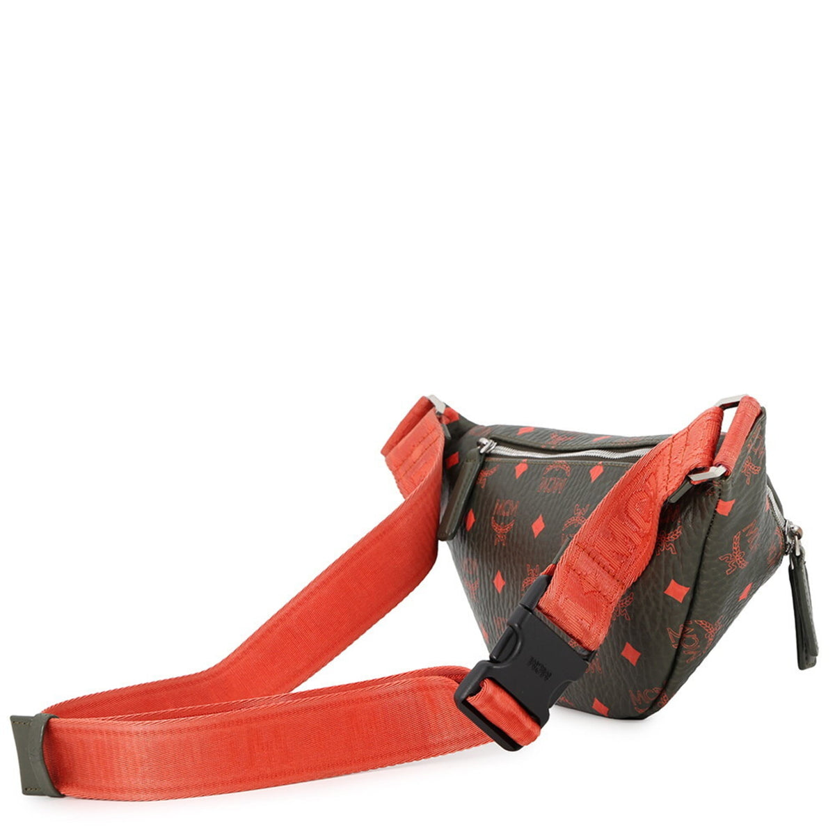 Mcm Visetos Khaki Orange Pvc Sling Bag (Pre-Owned)